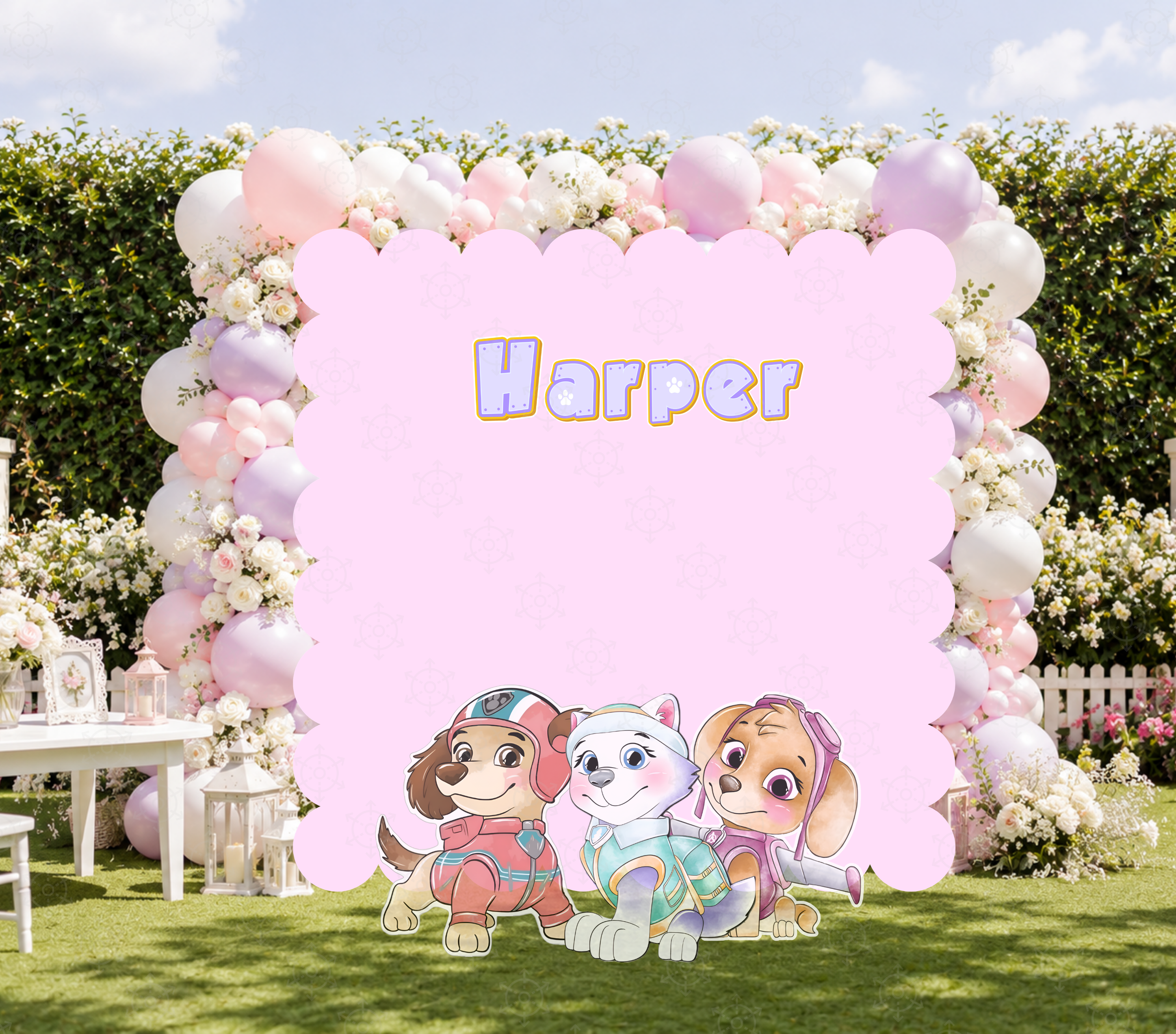 Character Puppy Patrol Cutouts and Backdrops Pink Party Decor