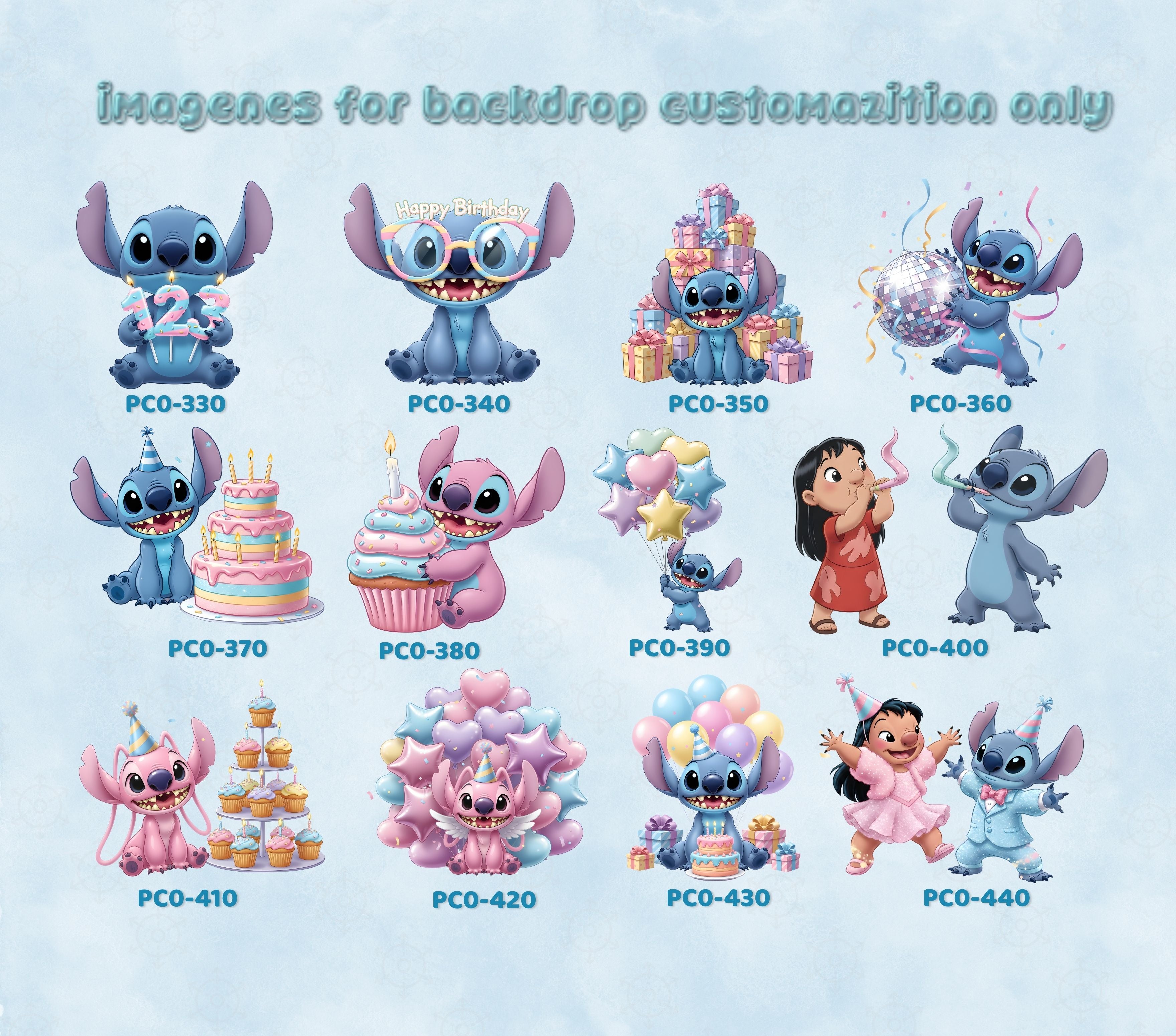 Custom Blue Alien Birthday Backdrop & Cutouts | Personalized Kawaii Party Decorations