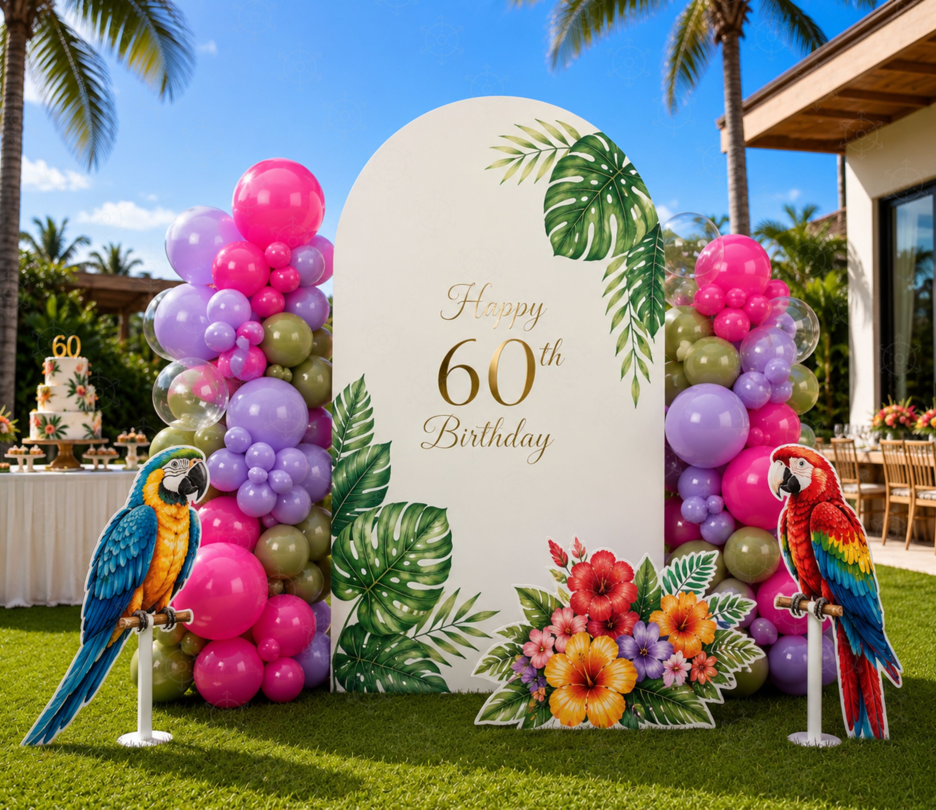 Tropical Birds Birthday Decorations | Personalized Backdrop & Party Sets