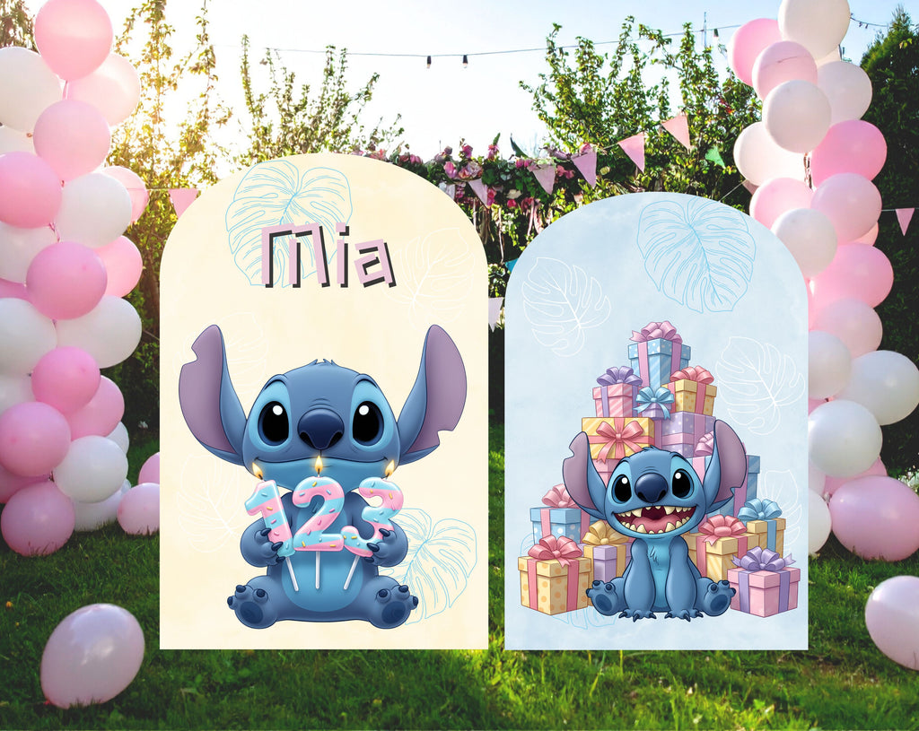 Custom Blue Alien Birthday Backdrop & Cutouts | Personalized Kawaii Party Decorations