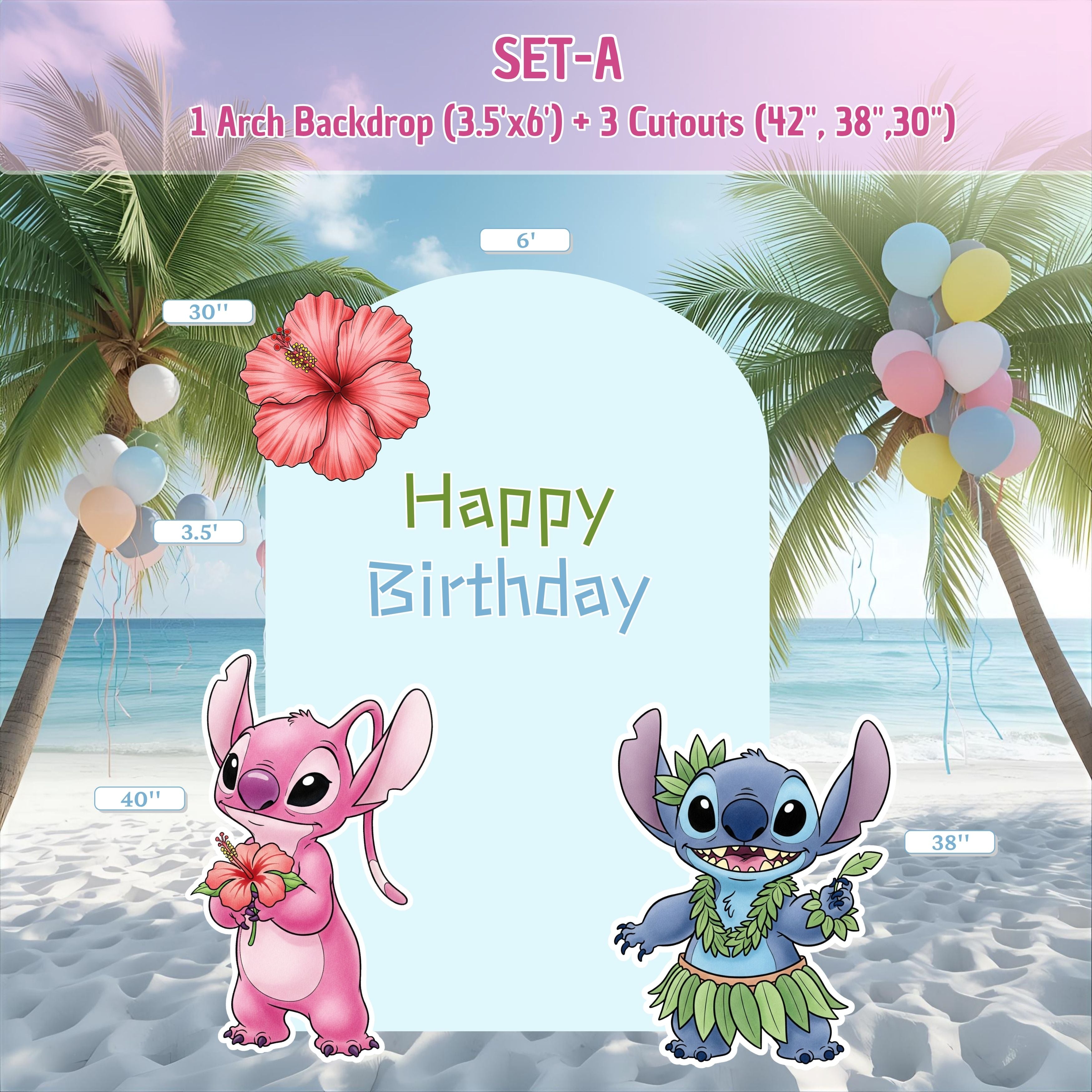 Tropical Birthday Party Backdrop | Custom Hawaiian Cutouts