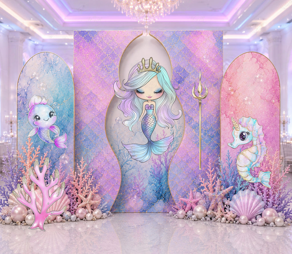 Ocean Princess Party Decorations | Personalized Mermaid Birthday Backdrop Set | Luxury Under the Sea Decor