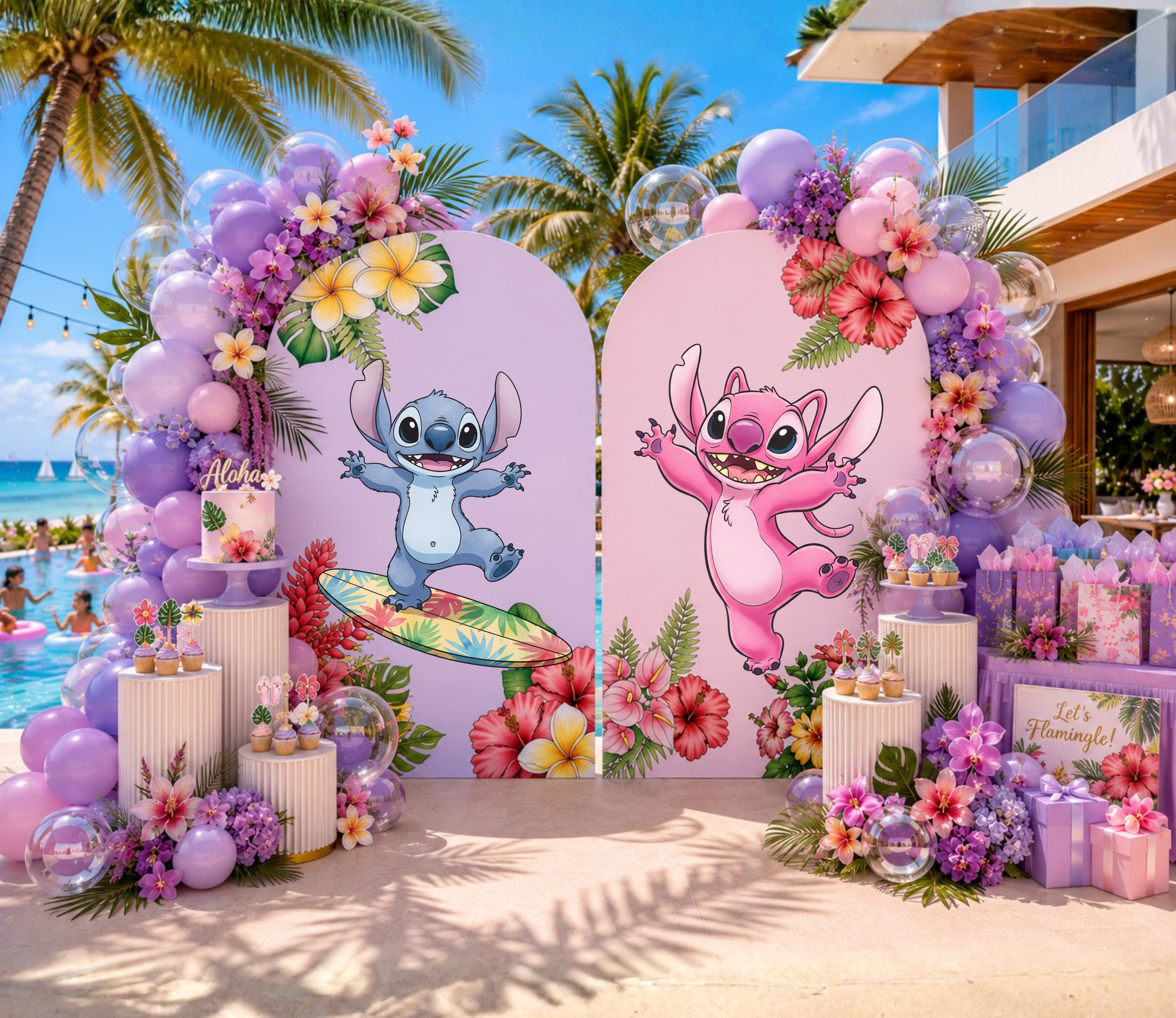 Tropical Birthday Party Backdrop | Custom Hawaiian Cutouts