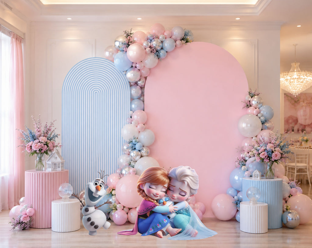 Baby Ice Princess Birthday Backdrop & Cutouts | Cute Winter Princess Party Decorations