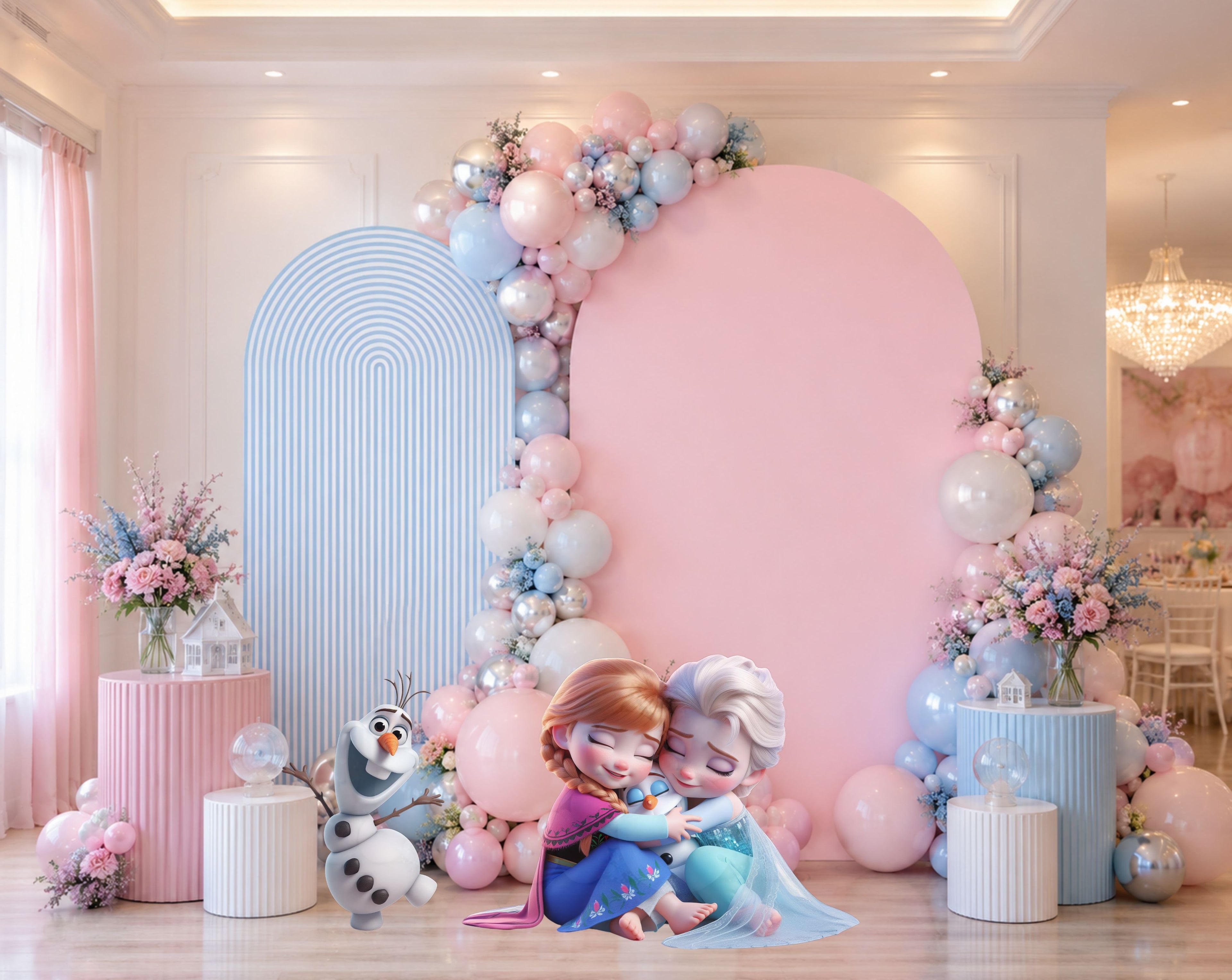 Baby Ice Princess Birthday Backdrop & Cutouts | Cute Winter Princess Party Decorations