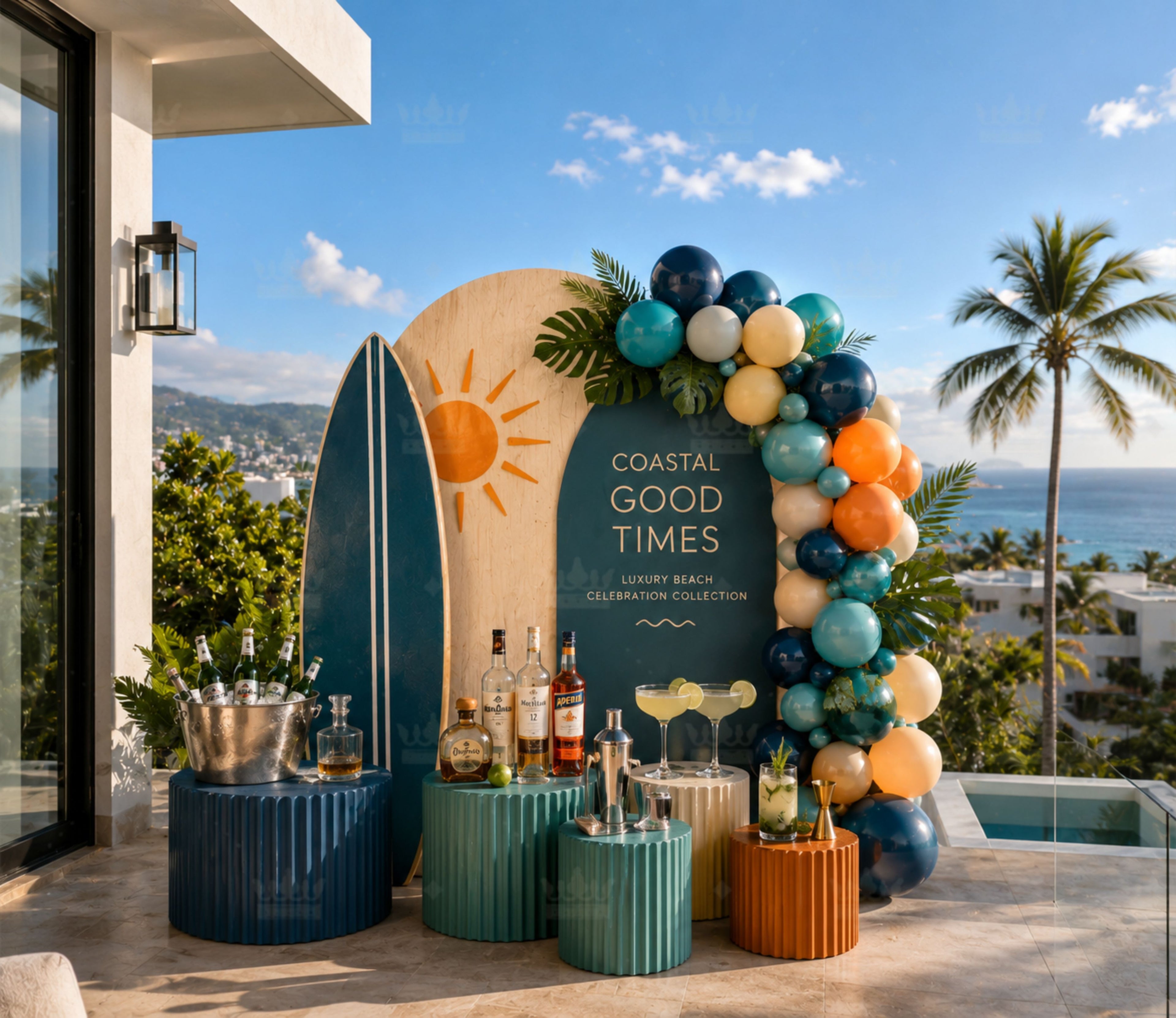 Luxury Summer Party Decorations | Poolside Birthday Backdrop Set for Adults | Tropical Beach Celebration Decor