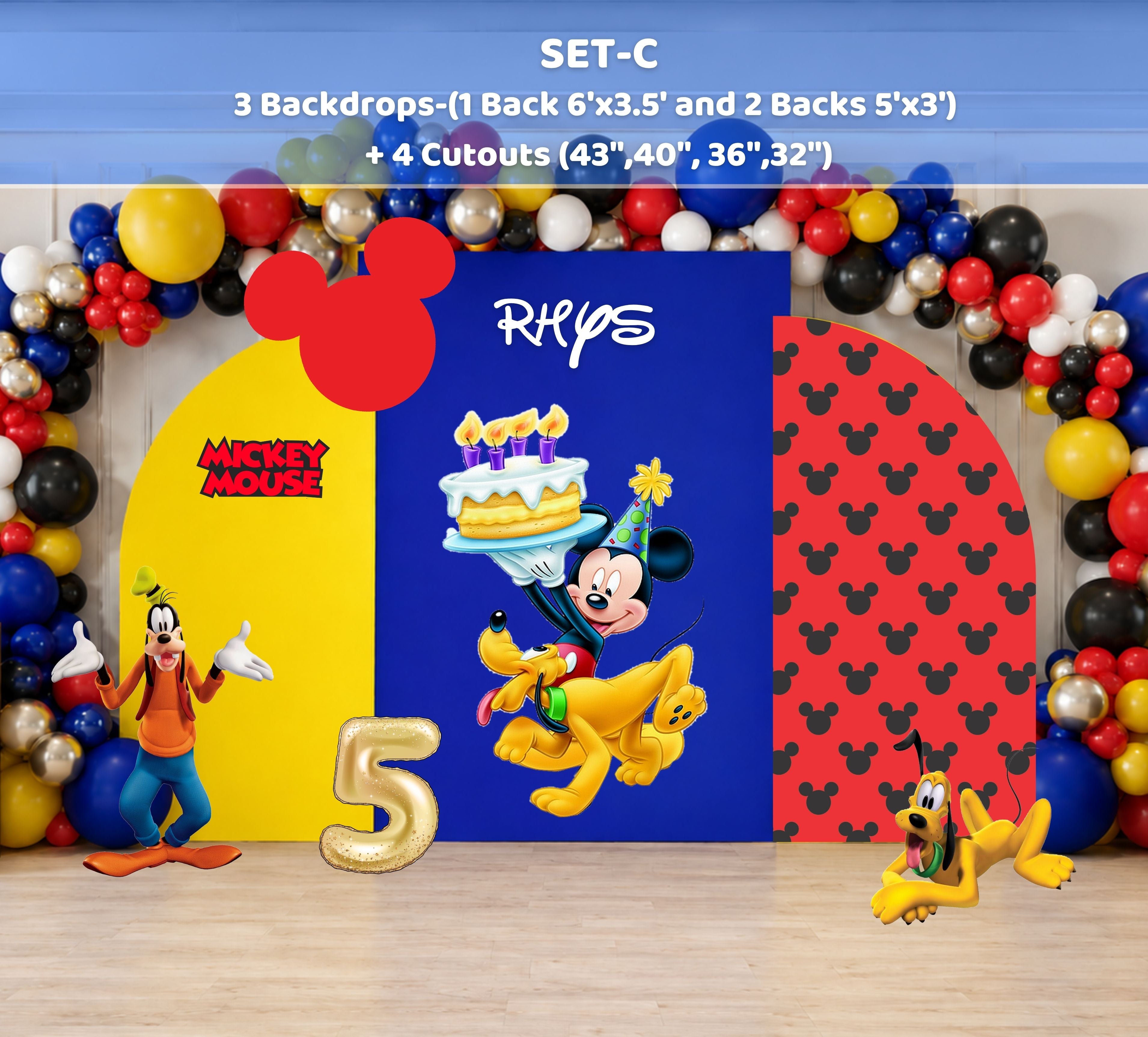 Classic Mouse Birthday Backdrop & Cutouts | Personalized Red Black Party Photo Booth Decor  21 tags para alcance, visualizaciones y compras: