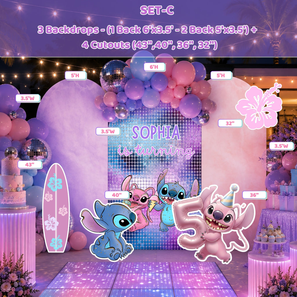 Blue Alien Party Decorations Set | Tropical Birthday Backdrop with Cutouts