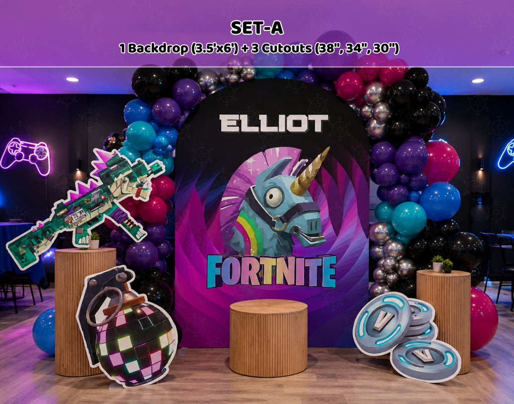 Personalized Battle Game Birthday Backdrop & Cutouts | Gamer Party Decorations