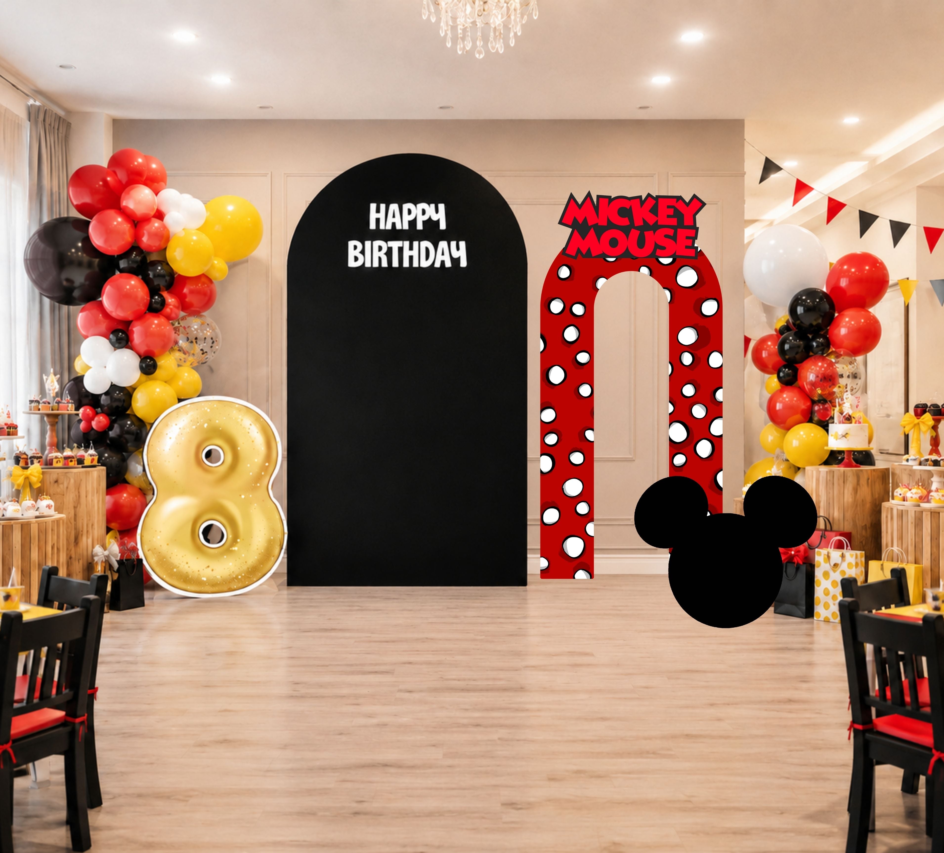 Classic Mouse Birthday Backdrop & Cutouts | Personalized Red Black Party Photo Booth Decor  21 tags para alcance, visualizaciones y compras: