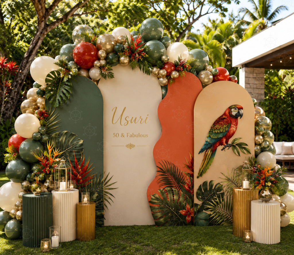 Tropical Birds Birthday Decorations | Personalized Backdrop & Party Sets