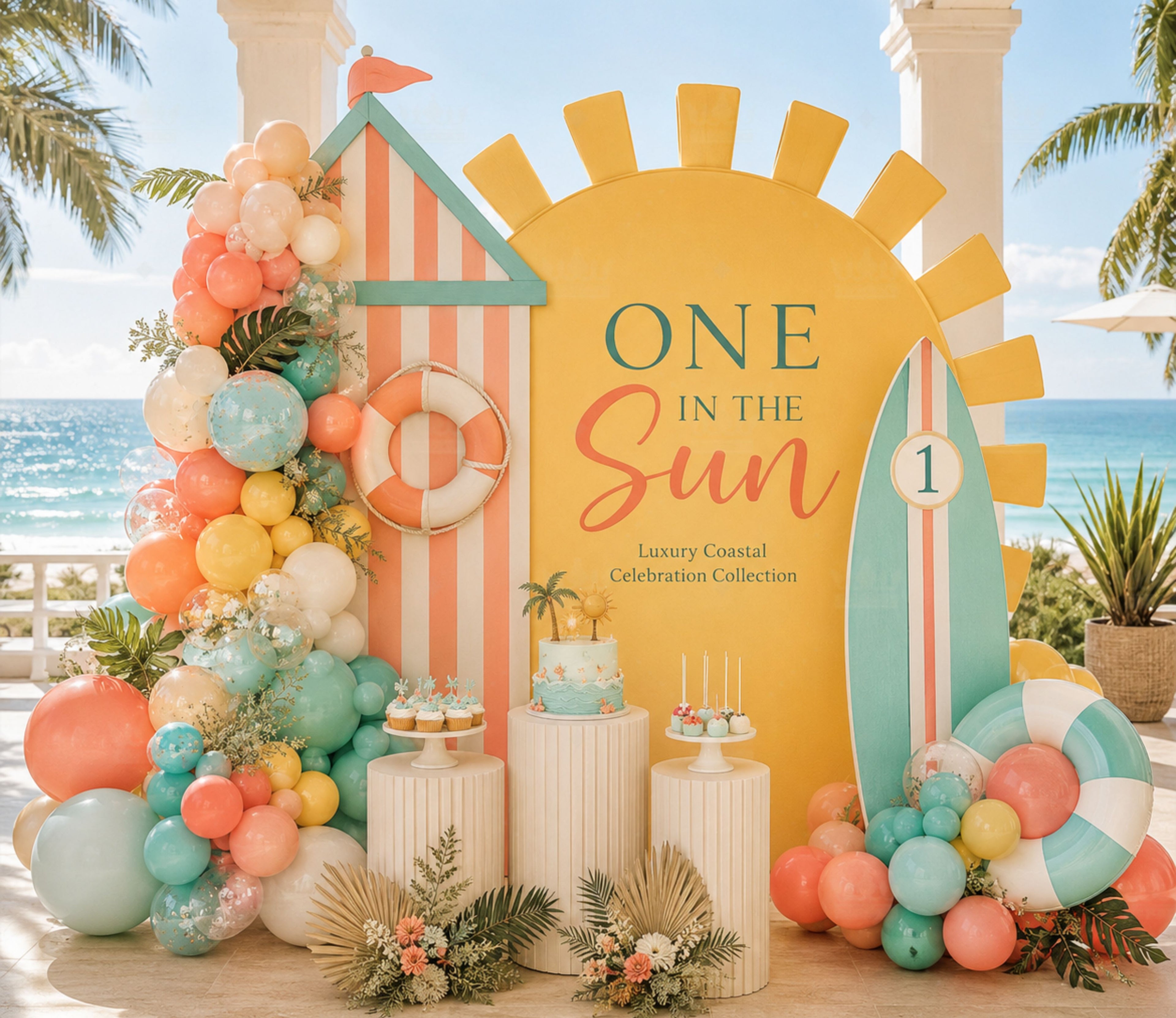 Luxury Summer Party Decorations | Poolside Birthday Backdrop Set for Adults | Tropical Beach Celebration Decor