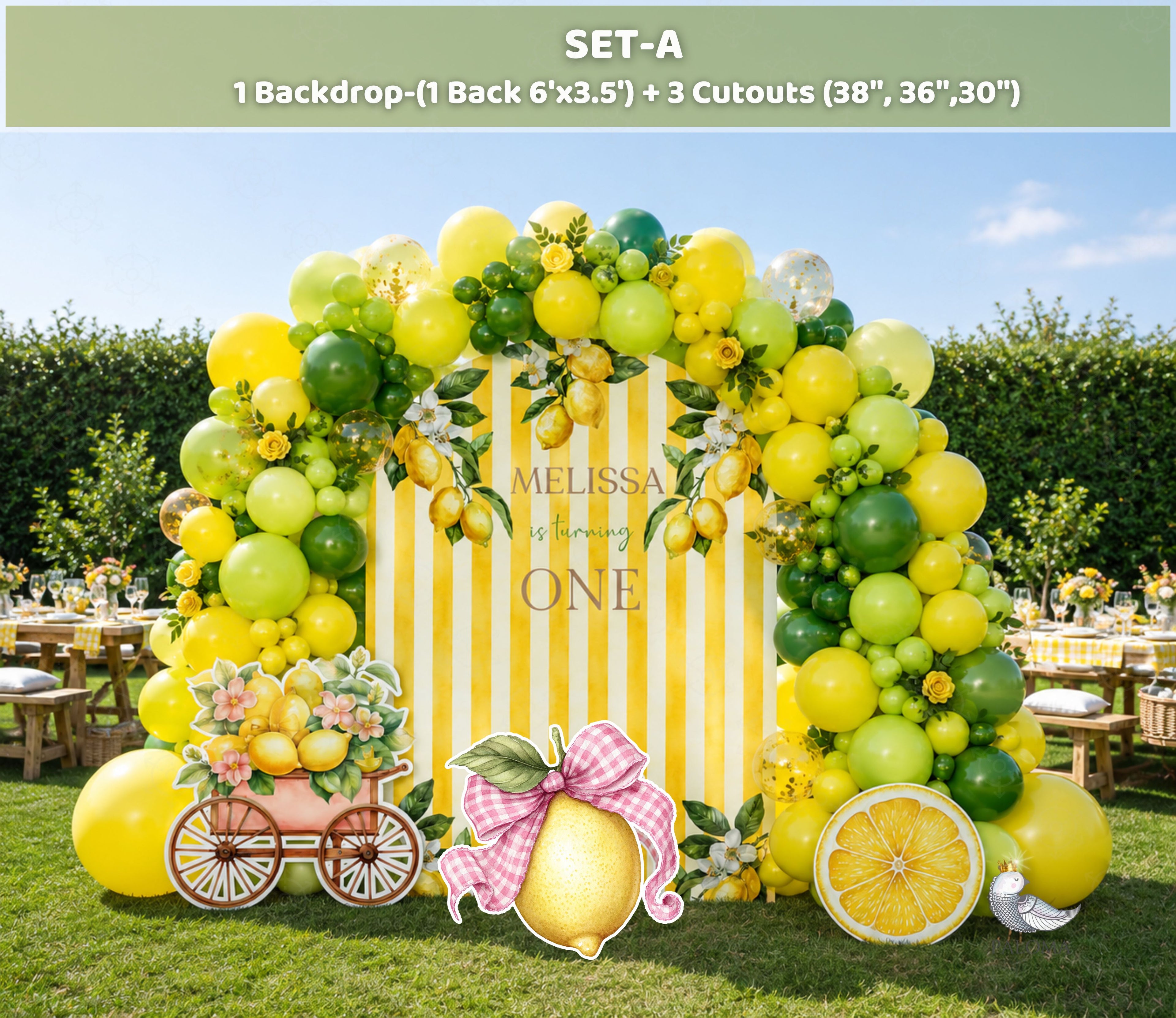 Personalized Lemon Party Decorations | Backdrop & Cutout Sets | Sweet Lemon Party Decor