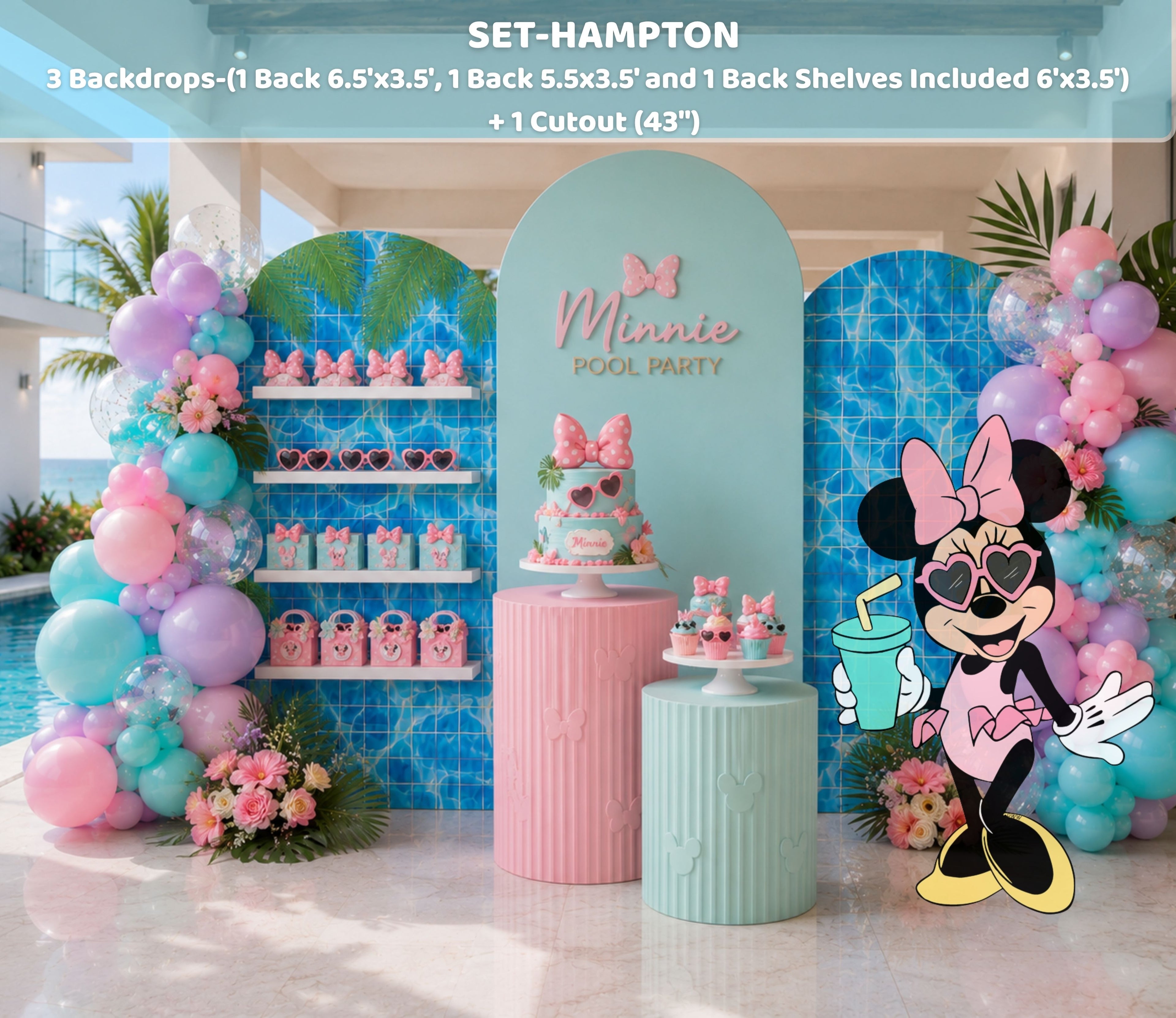 Personalized Pool Party Backdrop Set | Custom Birthday Decor