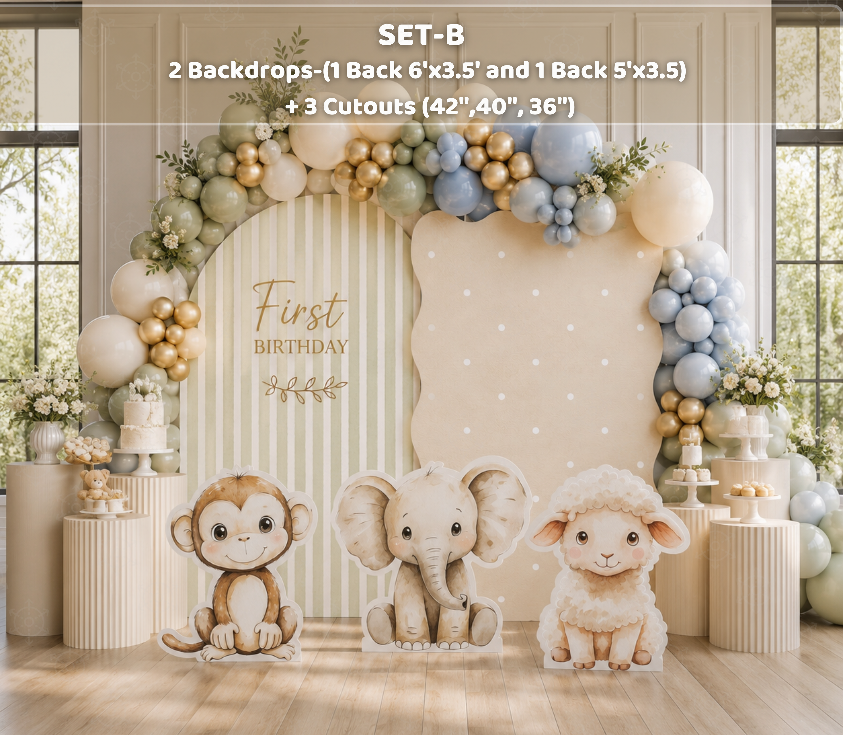 Personalized Little Animal Friends Backdrop & Cutouts | Neutral Baby Shower & First Birthday Decorations