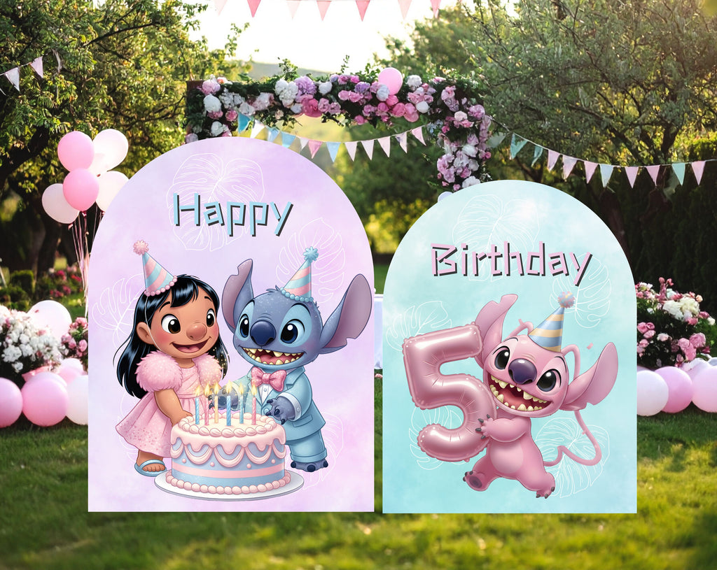 Custom Blue Alien Birthday Backdrop & Cutouts | Personalized Kawaii Party Decorations