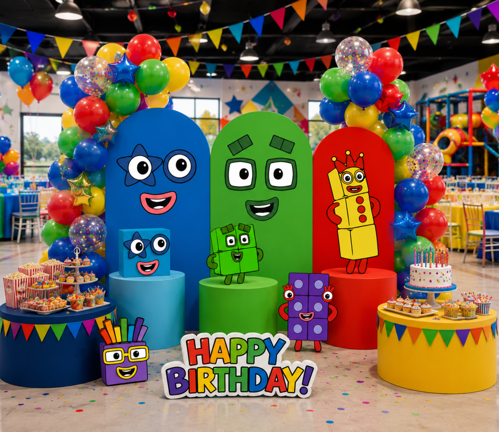 Numberblocks Birthday Backdrop & Cutouts | Personalized Kids Party Decorations