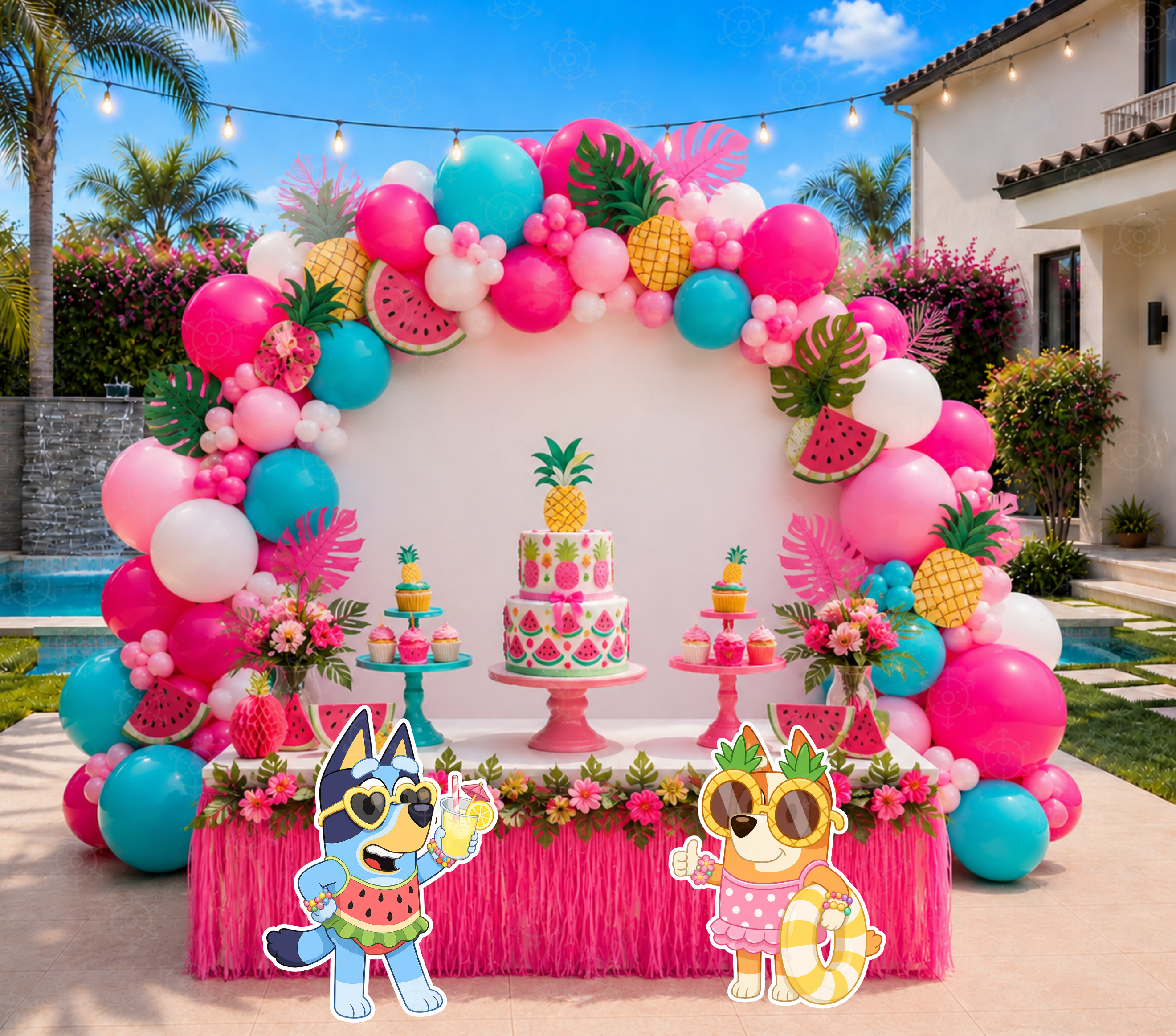 Personalized Blue Puppy Pool Party Backdrop & Cutouts | Summer Birthday Party Decorations (Copy)