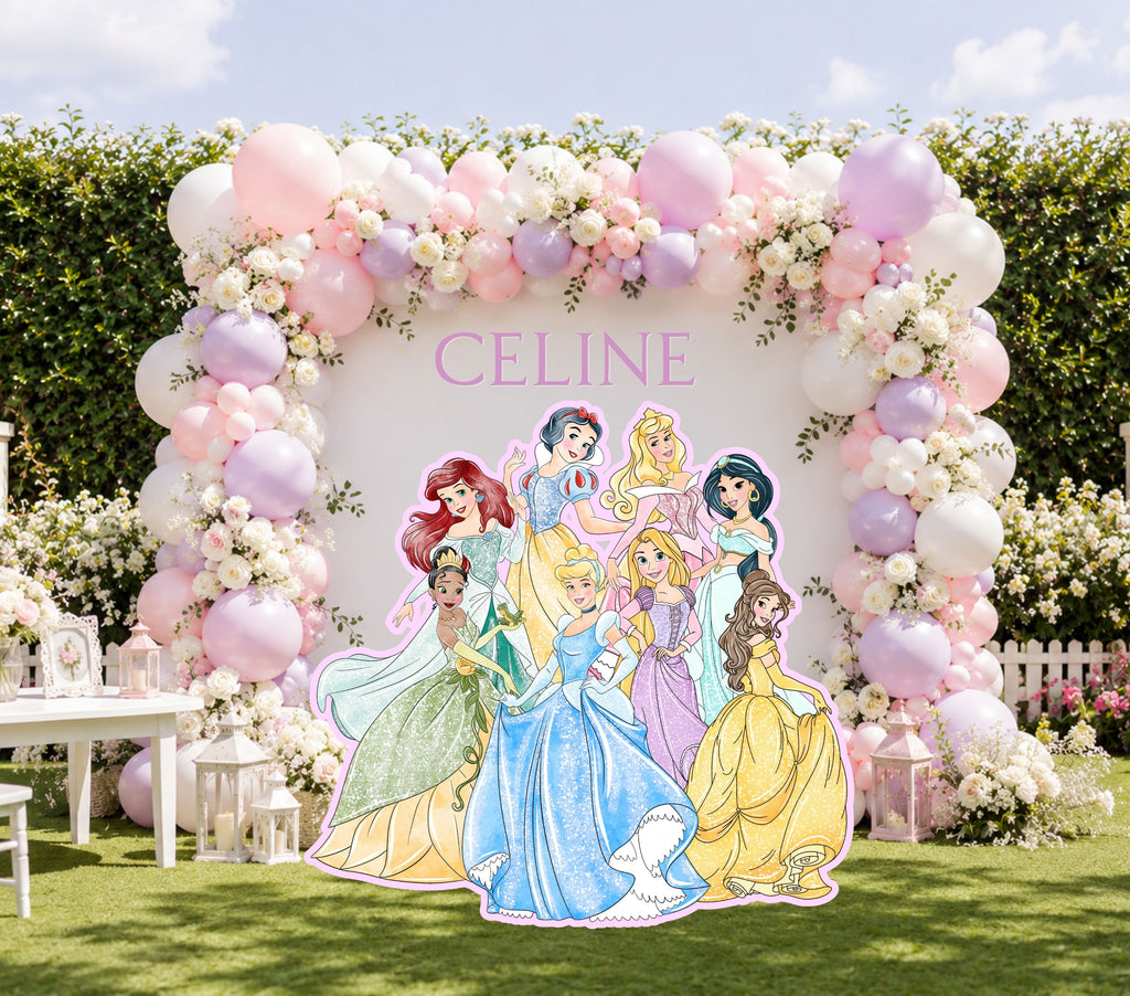 Custom Princess Birthday Party Backdrop & Yard Sign Set