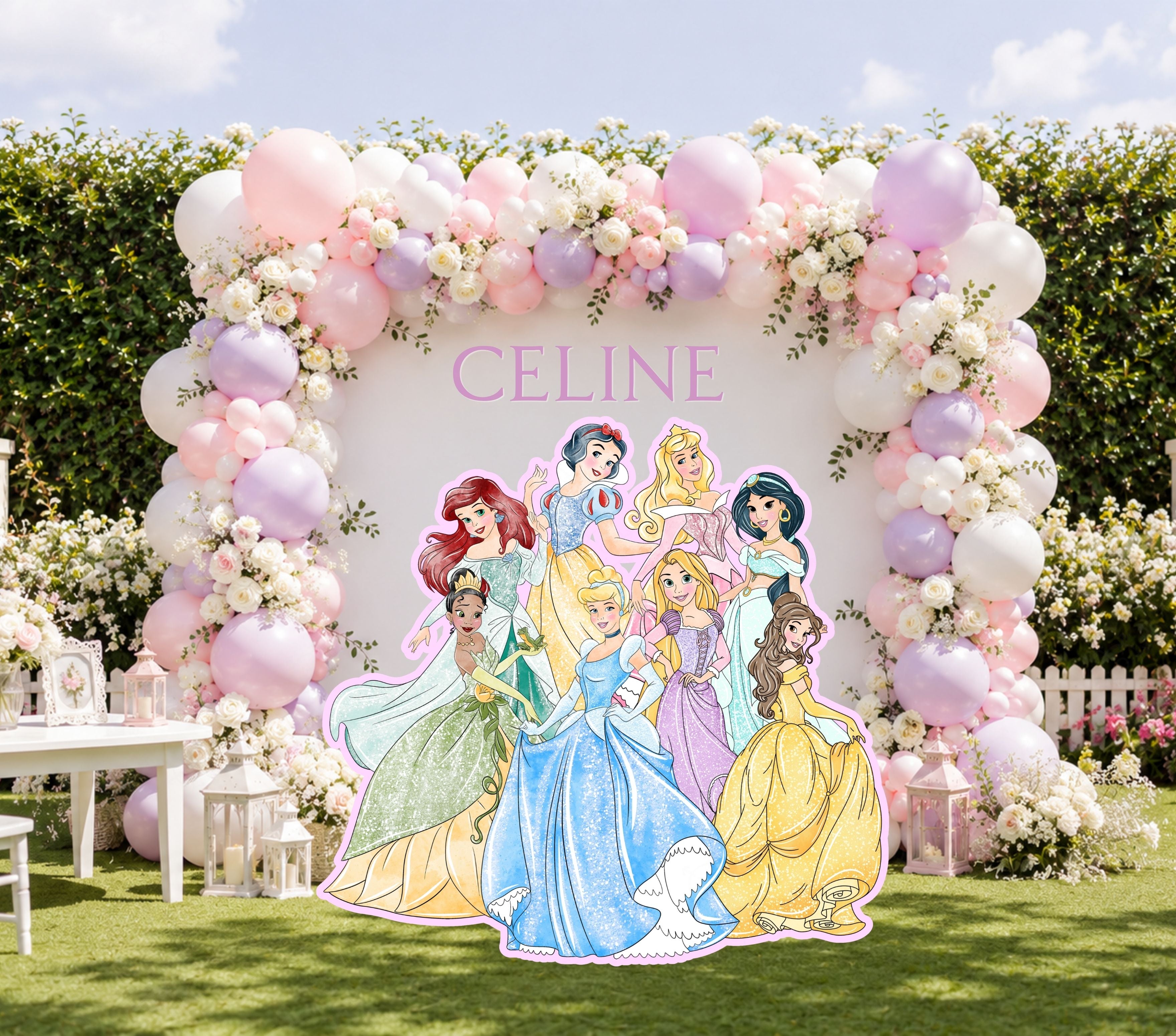 Custom Princess Birthday Party Backdrop & Yard Sign Set