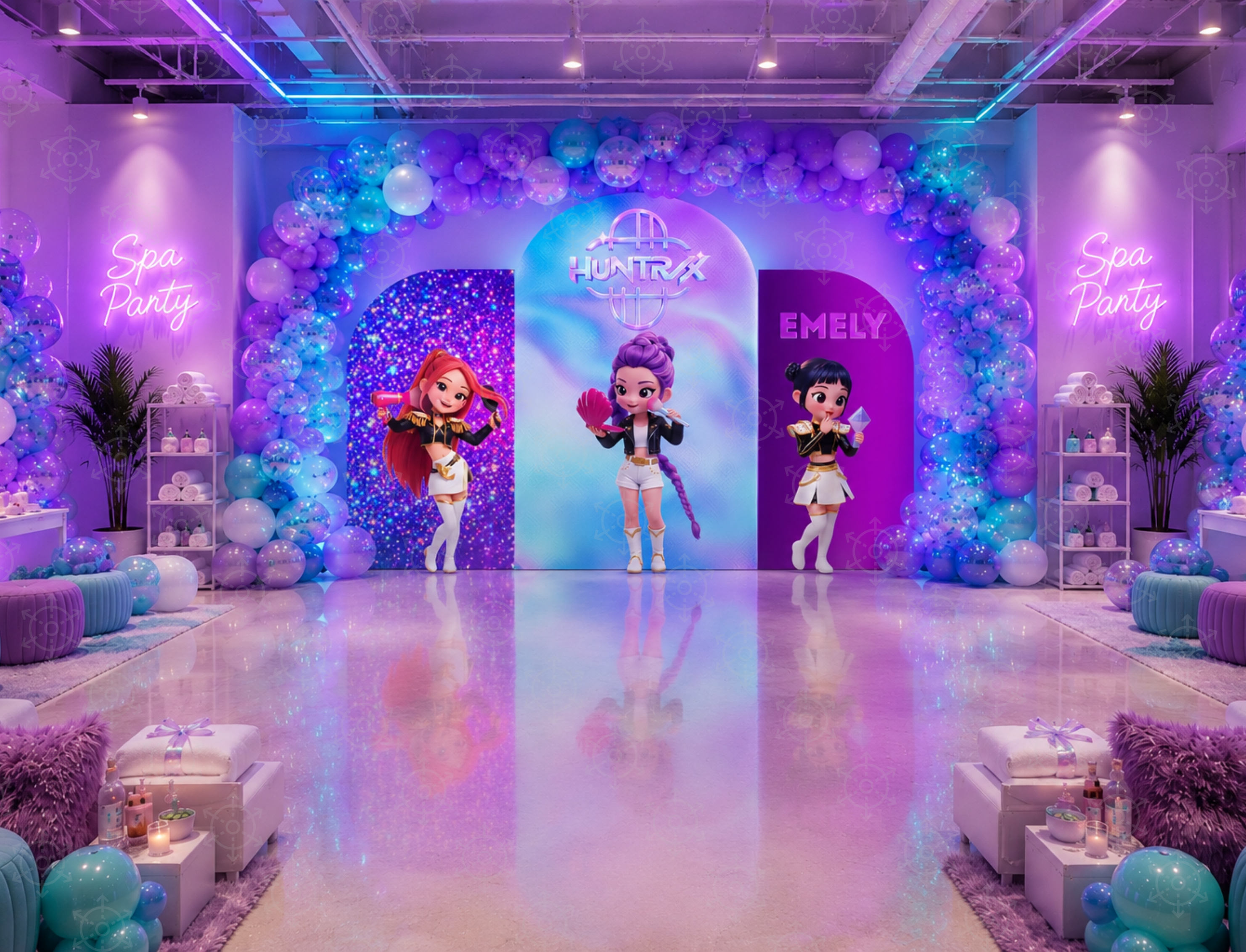 Chibi Teen Idol Party Backdrop & Standee Cutouts | Personalized Concert Birthday Decorations
