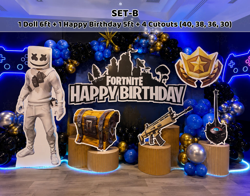 Personalized Battle Game Birthday Backdrop & Cutouts | Gamer Party Decorations