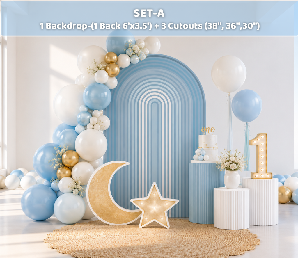 Personalized Heaven Sent Baby Shower Decorations | Celestial Moon & Stars Backdrop & Cutouts | Cloud Baby Boy Party Decor (Copy)