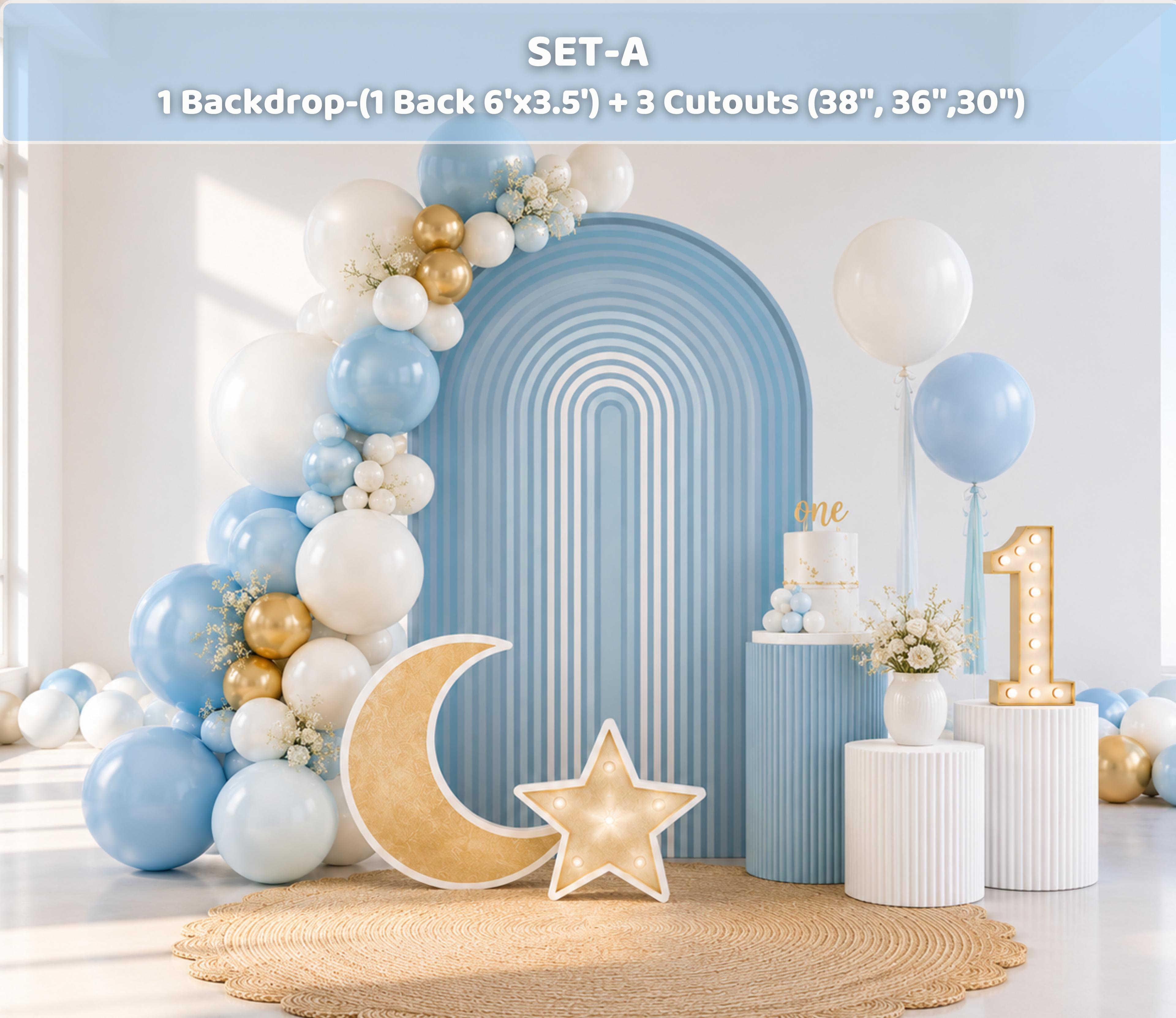 Personalized Heaven Sent Baby Shower Decorations | Celestial Moon & Stars Backdrop & Cutouts | Cloud Baby Boy Party Decor (Copy)