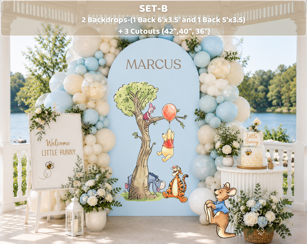 Personalized Classic Bear Party Decorations | Woodland Baby Shower Backdrop & Character Cutouts (Copy)