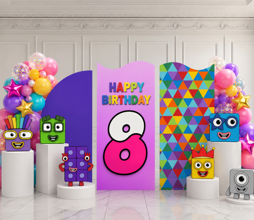 Numberblocks Birthday Backdrop & Cutouts | Personalized Kids Party Decorations