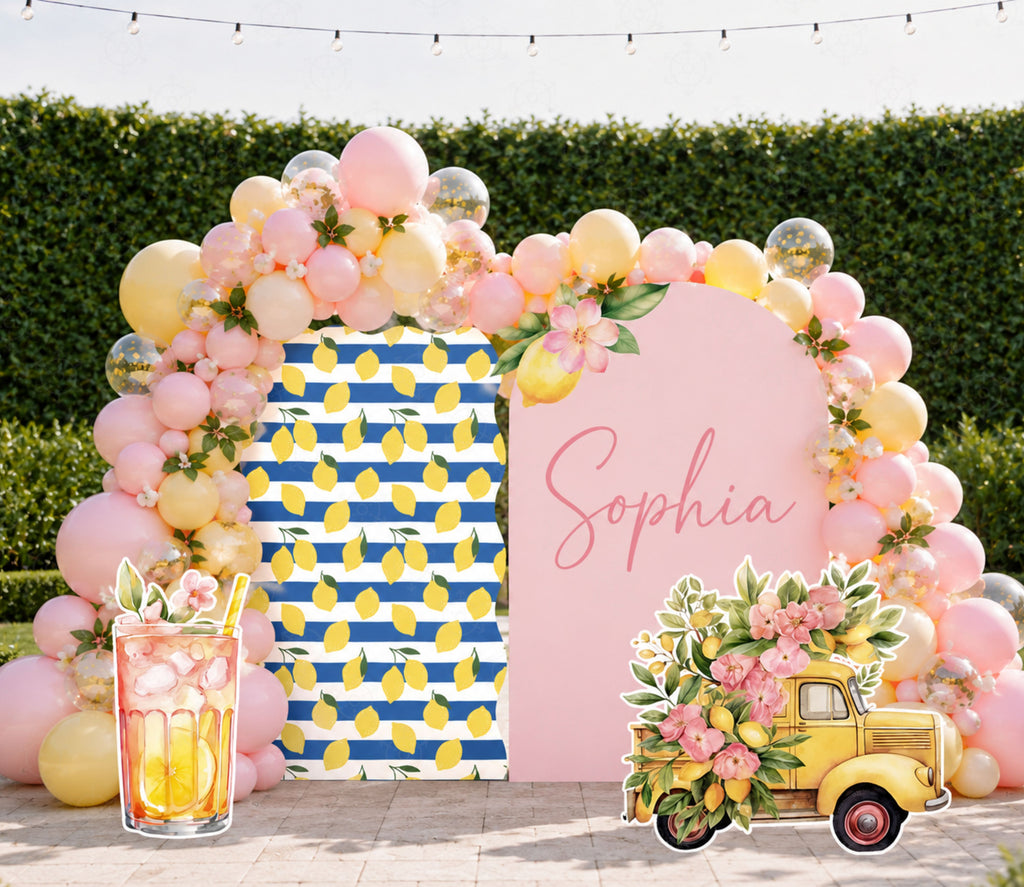 Personalized Lemon Party Decorations | Backdrop & Cutout Sets | Sweet Lemon Party Decor
