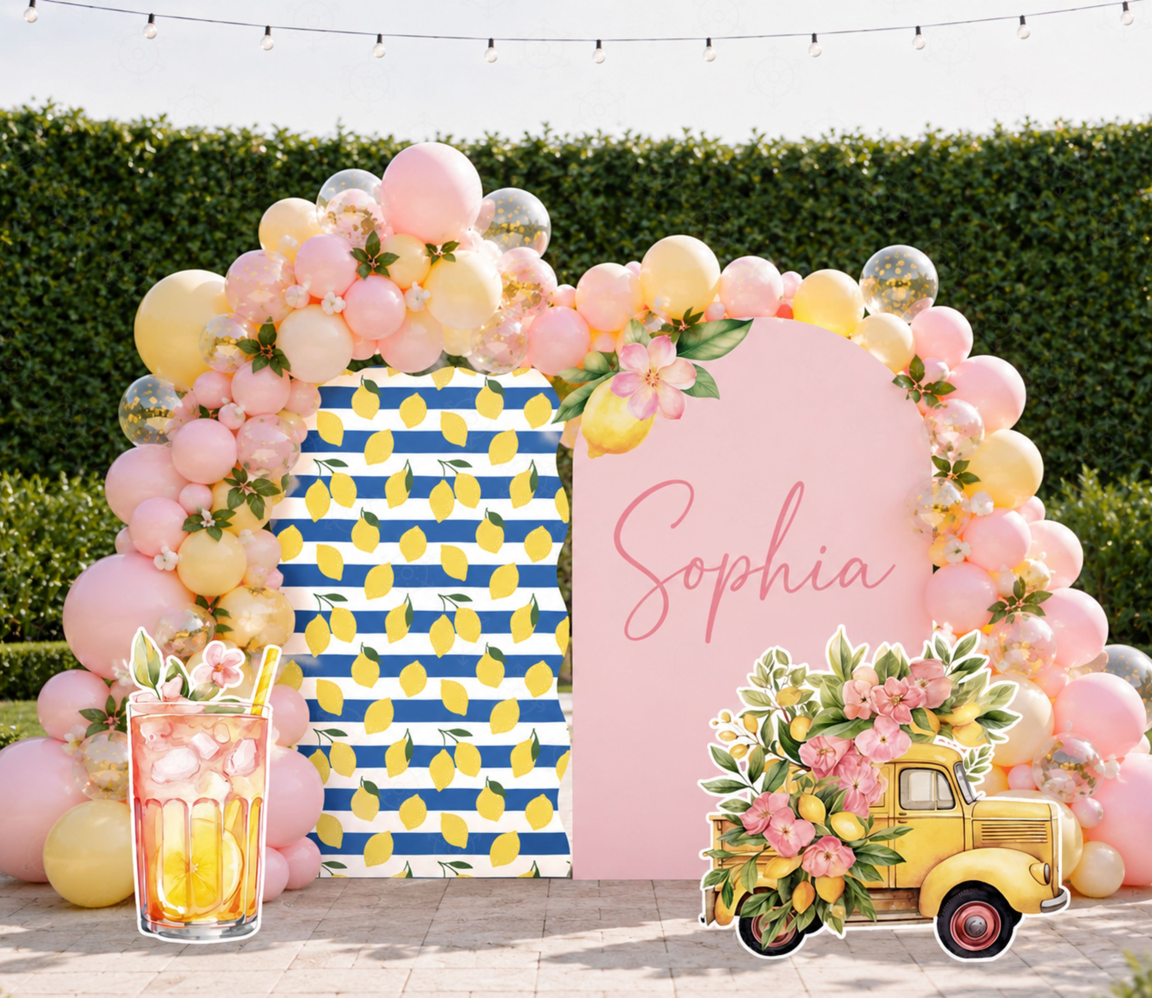Personalized Lemon Party Decorations | Backdrop & Cutout Sets | Sweet Lemon Party Decor