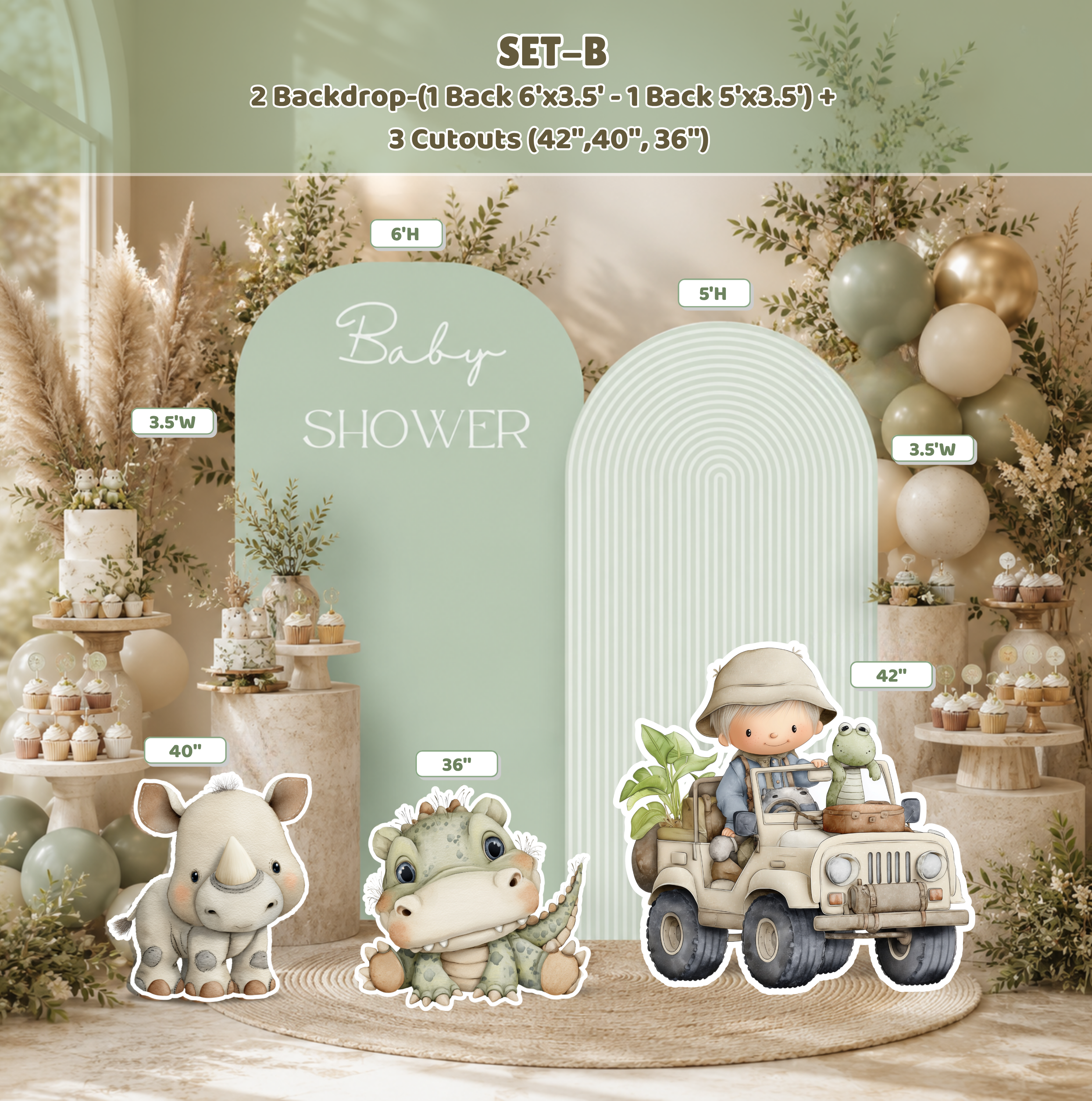 Cute Safari Animal Cutouts & Backdrops Birthday Decor Custom Safari Baby Shower