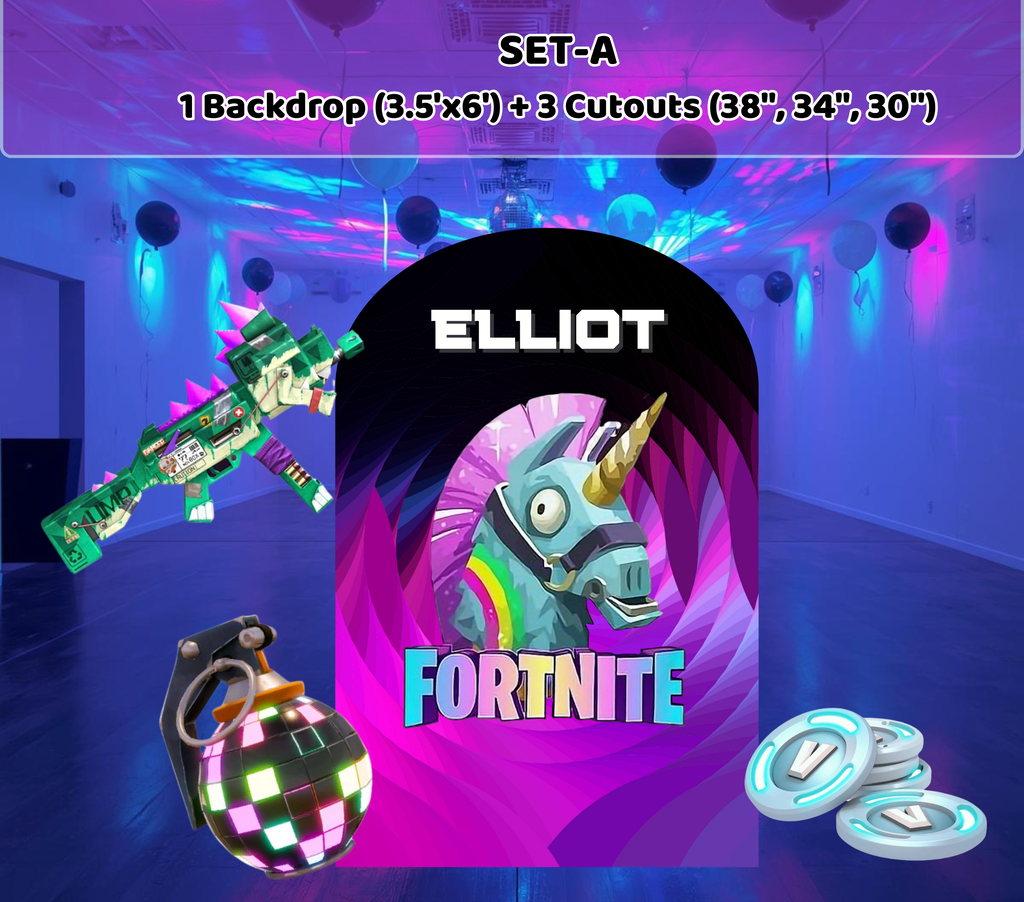 Personalized Battle Game Birthday Backdrop & Cutouts | Gamer Party Decorations