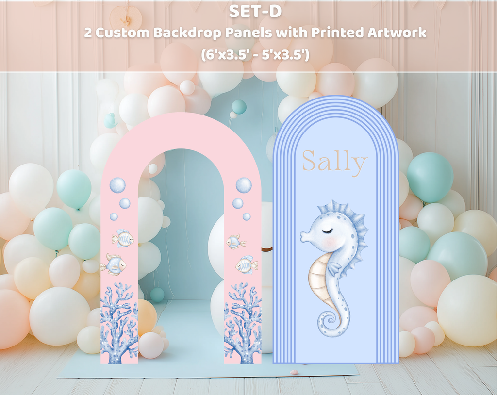 Cute Ocean Animals Birthday Backdrop & Cutouts | Personalized Party Decorations