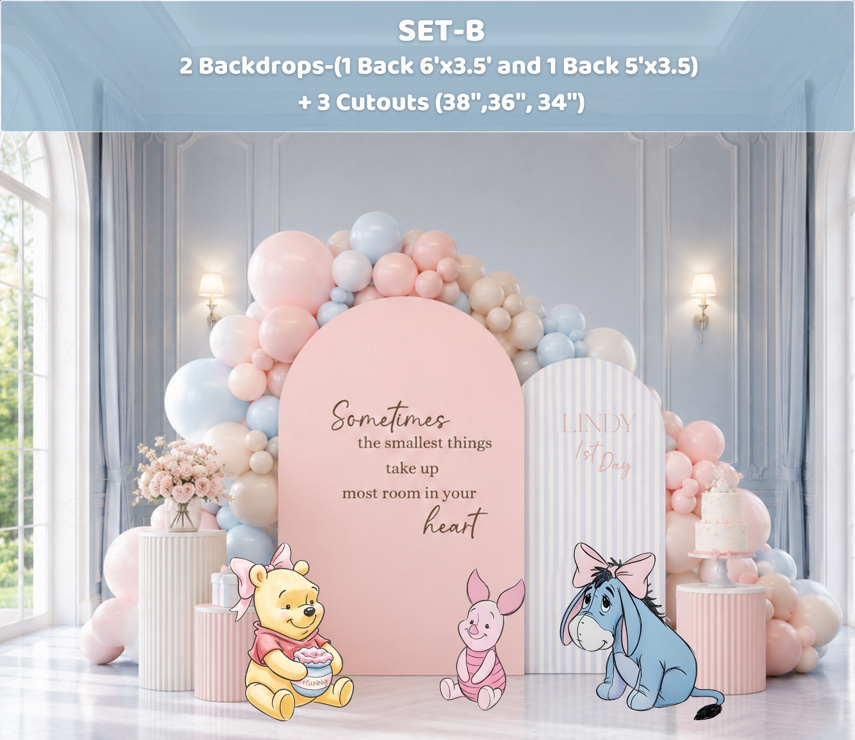 Honey Bear Baby Shower Backdrop & Cutouts | Personalized Pastel Storybook Party Decorations