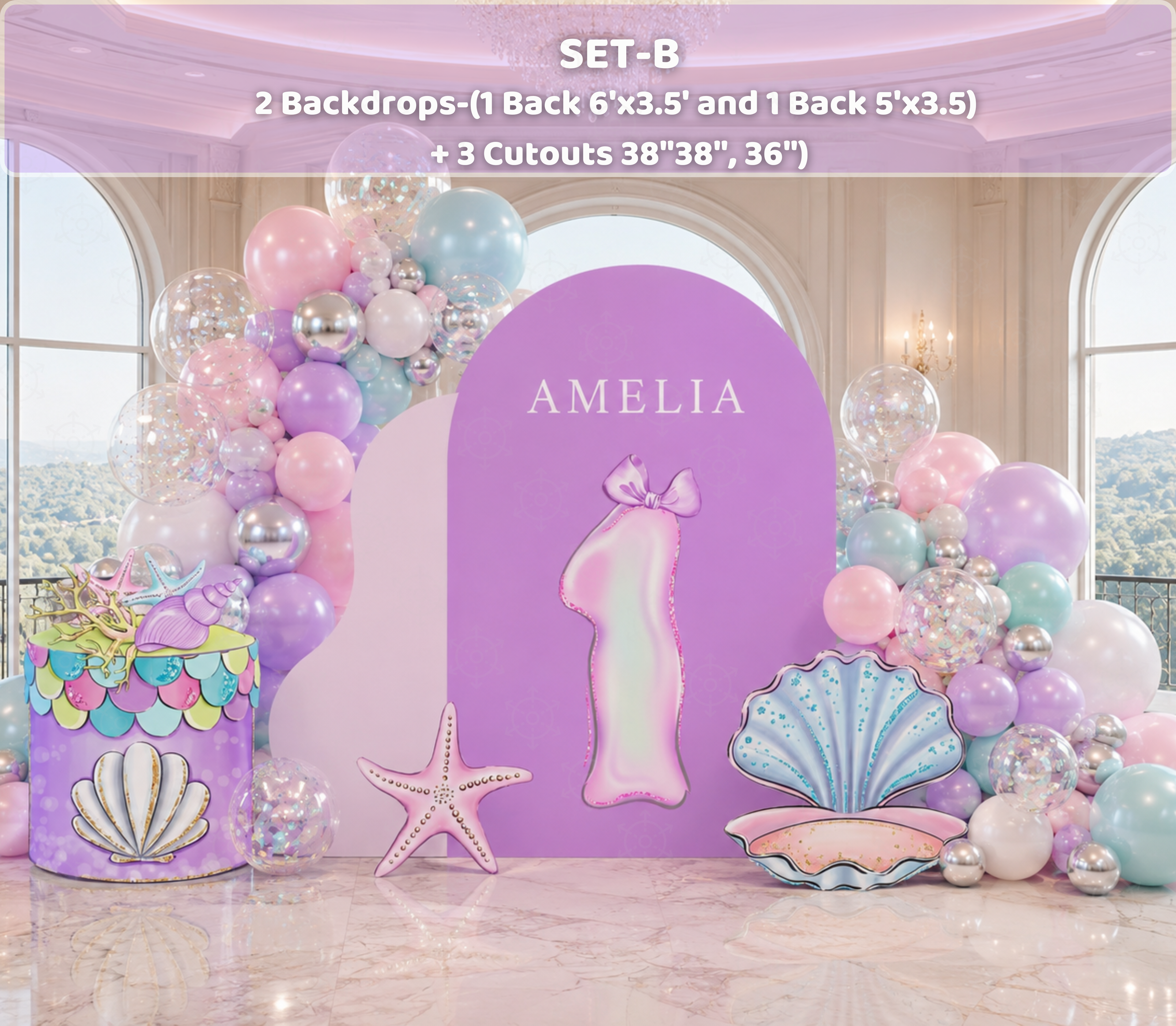 Personalized Mermaid Birthday Backdrop & Cutouts | Under the Sea Party Decorations