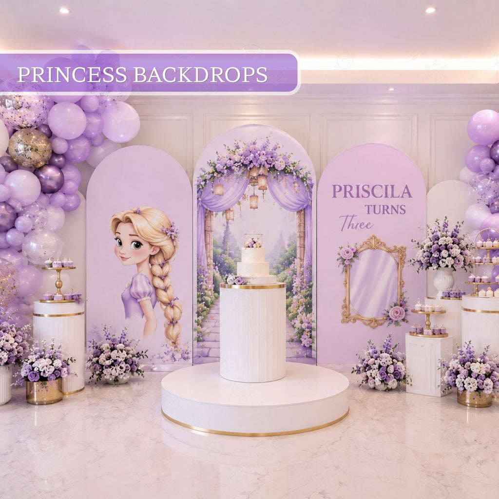 Custom Princess Party Backdrop Long Hair Princess Decoration