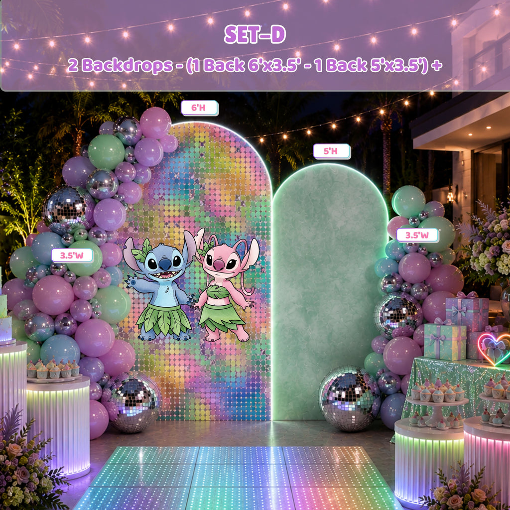 Blue Alien Party Decorations Set | Tropical Birthday Backdrop with Cutouts