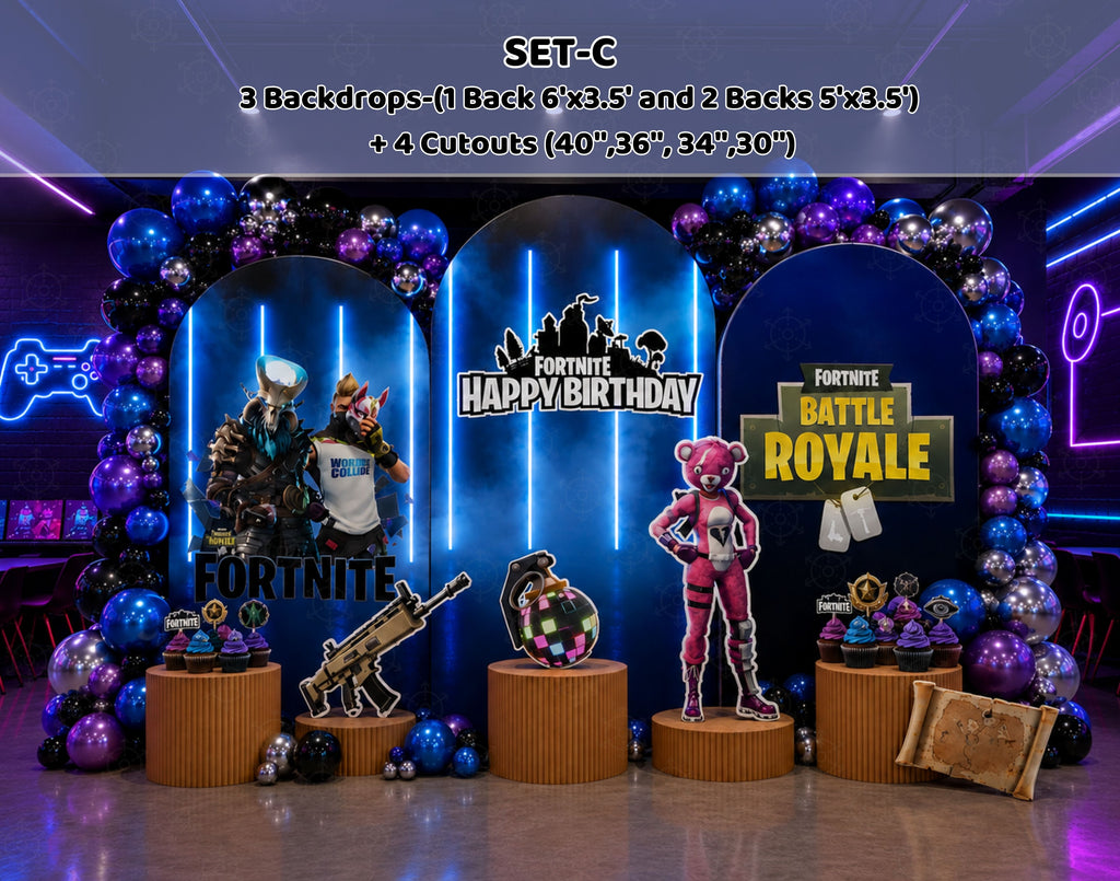 Personalized Battle Game Birthday Backdrop & Cutouts | Gamer Party Decorations