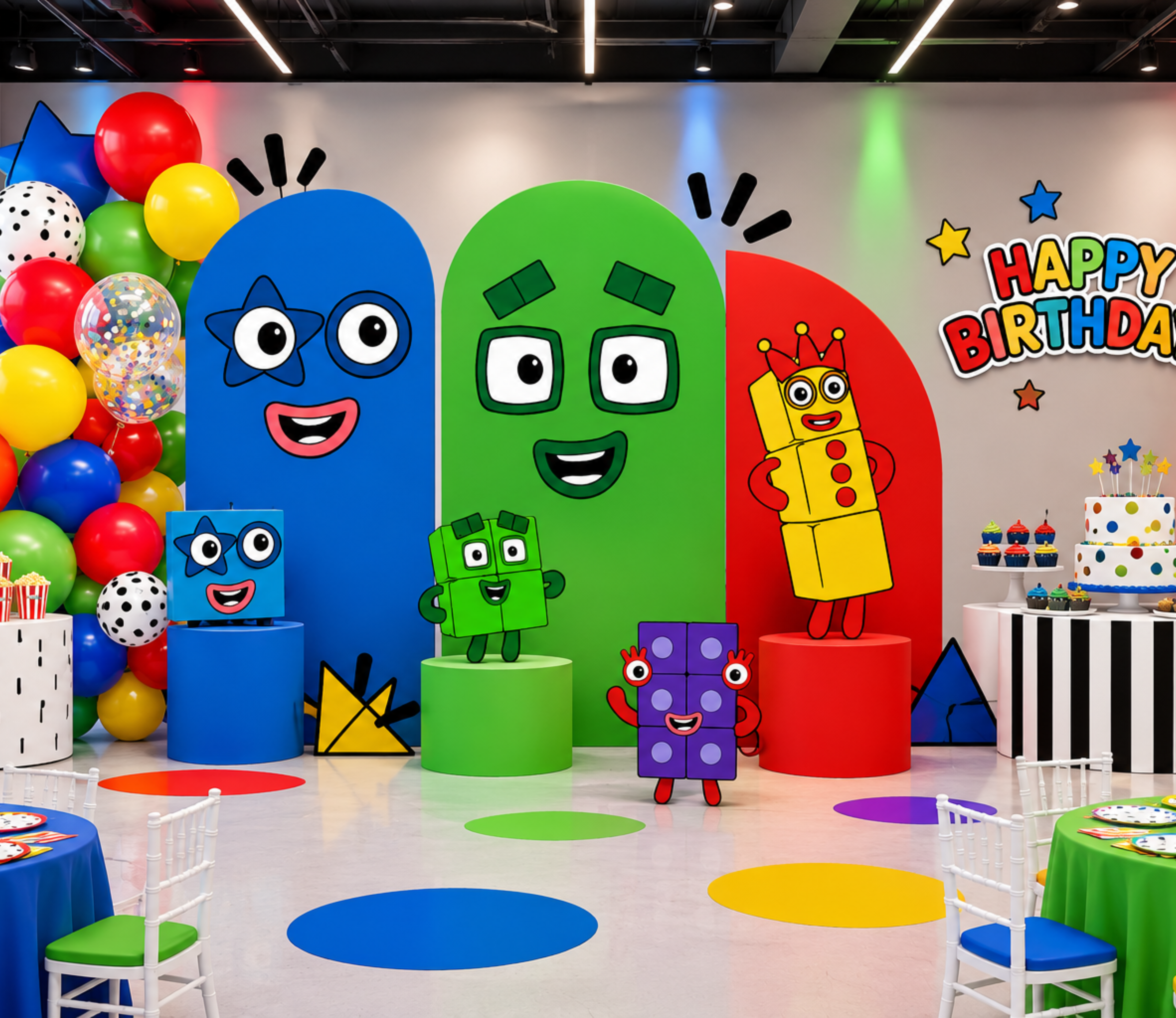 Numberblocks Birthday Backdrop & Cutouts | Personalized Kids Party Decorations
