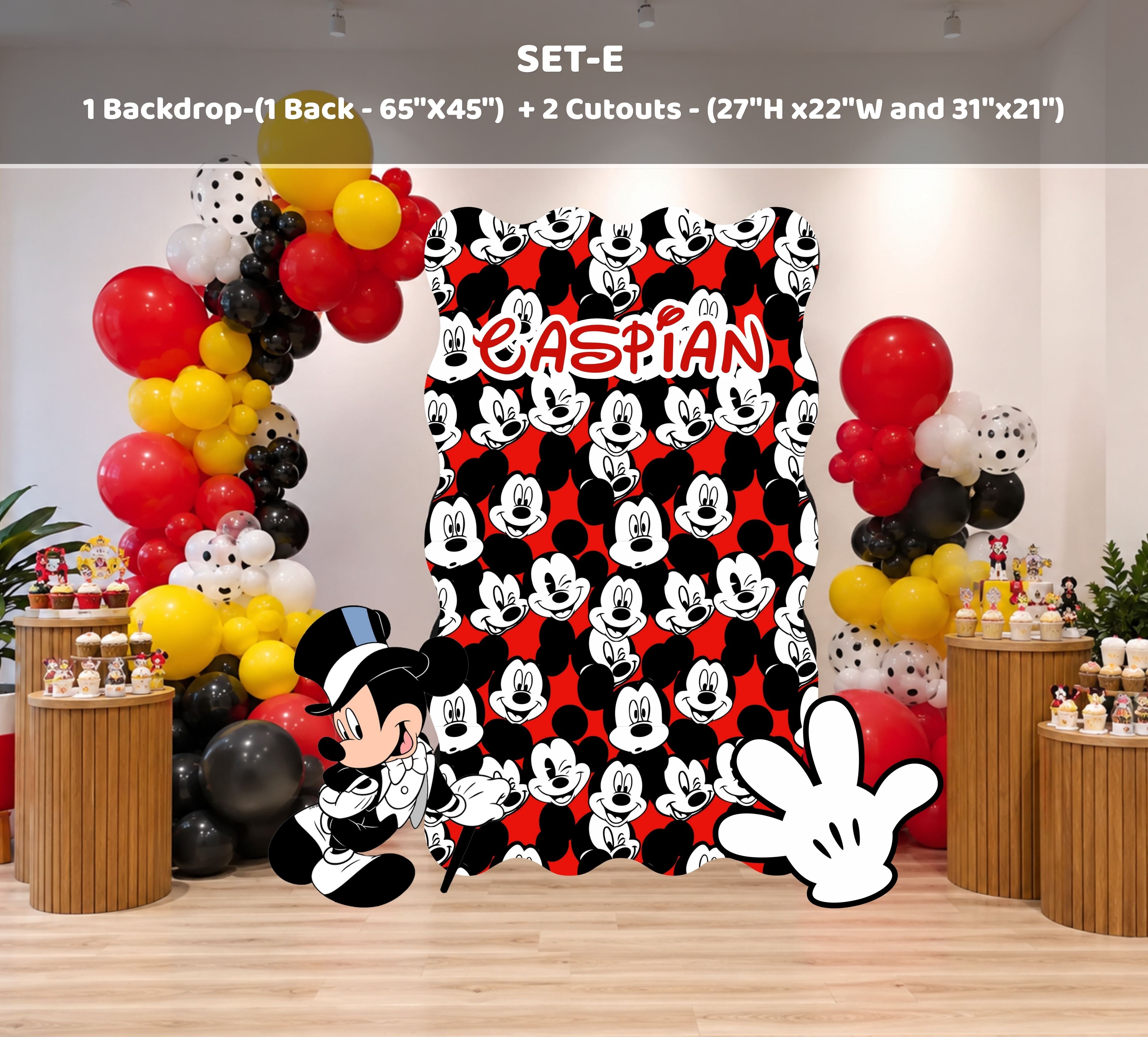Classic Mouse Birthday Backdrop & Cutouts | Personalized Red Black Party Photo Booth Decor  21 tags para alcance, visualizaciones y compras: