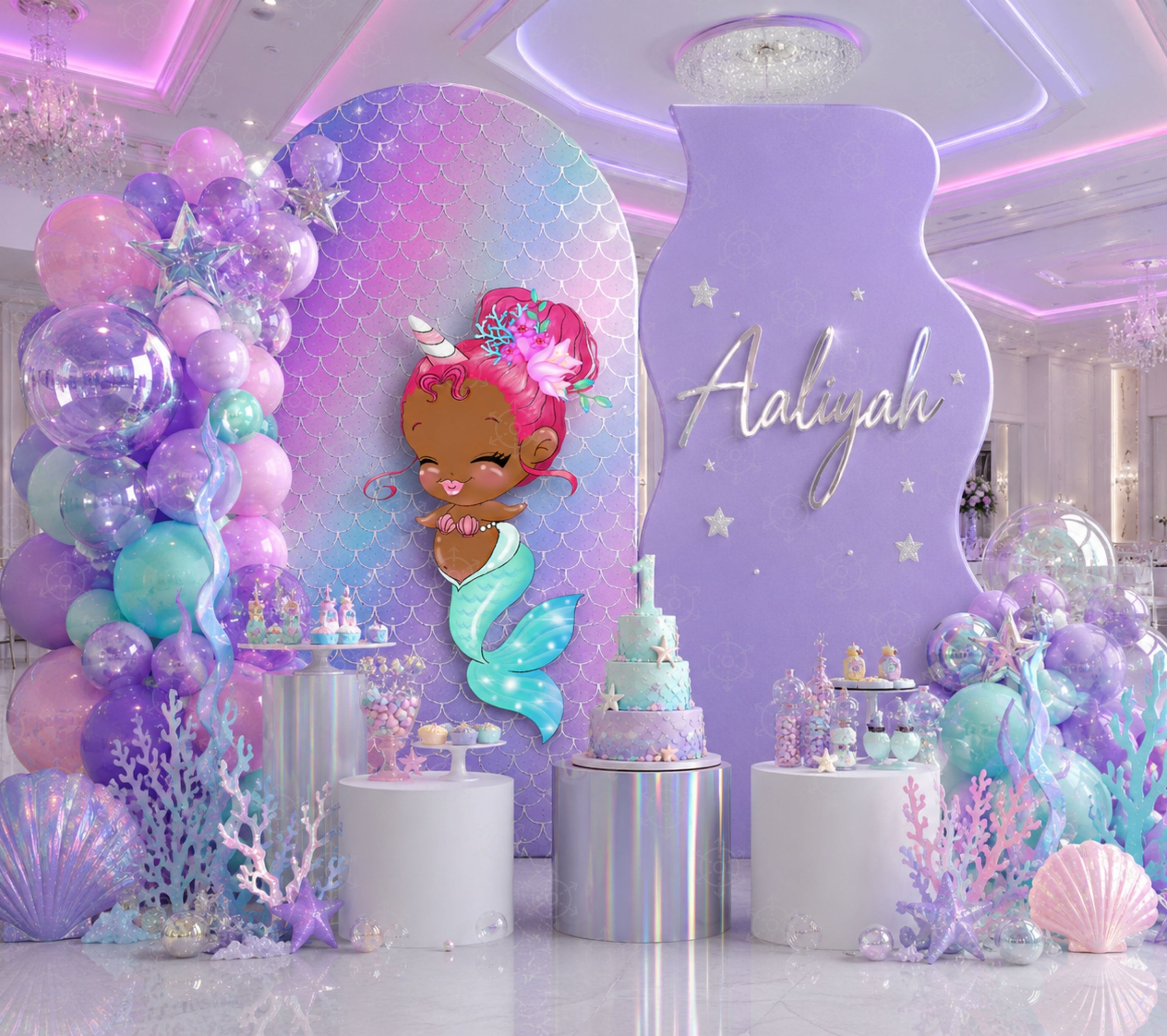Sweet Little Mermaid First Birthday Decorations | Personalized Little Mermaid Party Decorations
