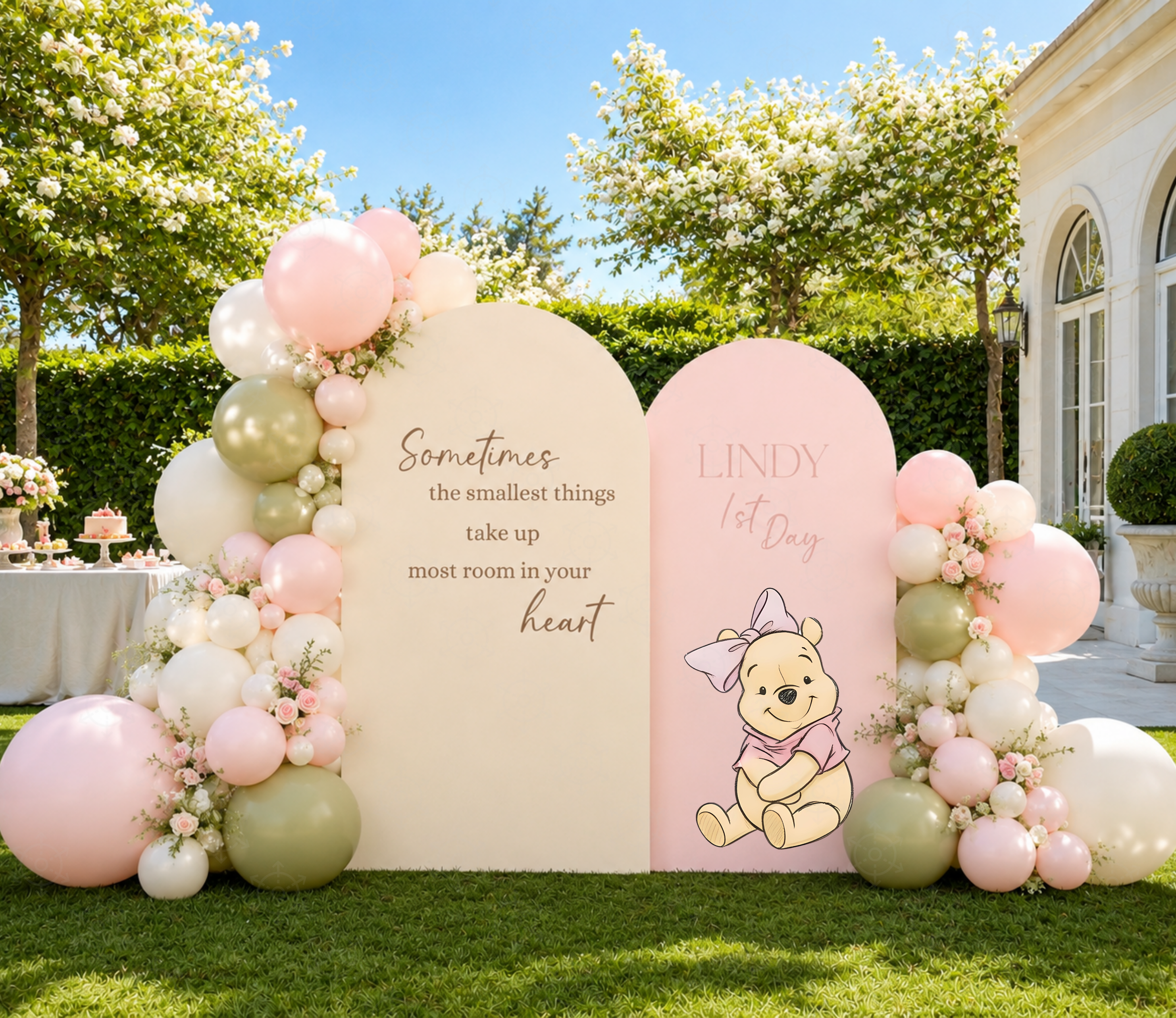 Honey Bear Baby Shower Backdrop & Cutouts | Personalized Pastel Storybook Party Decorations