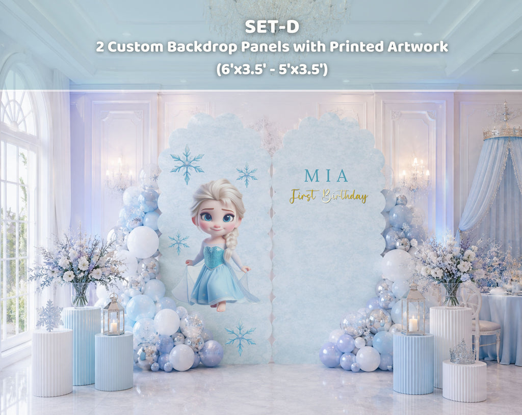 Baby Ice Princess Birthday Backdrop & Cutouts | Cute Winter Princess Party Decorations
