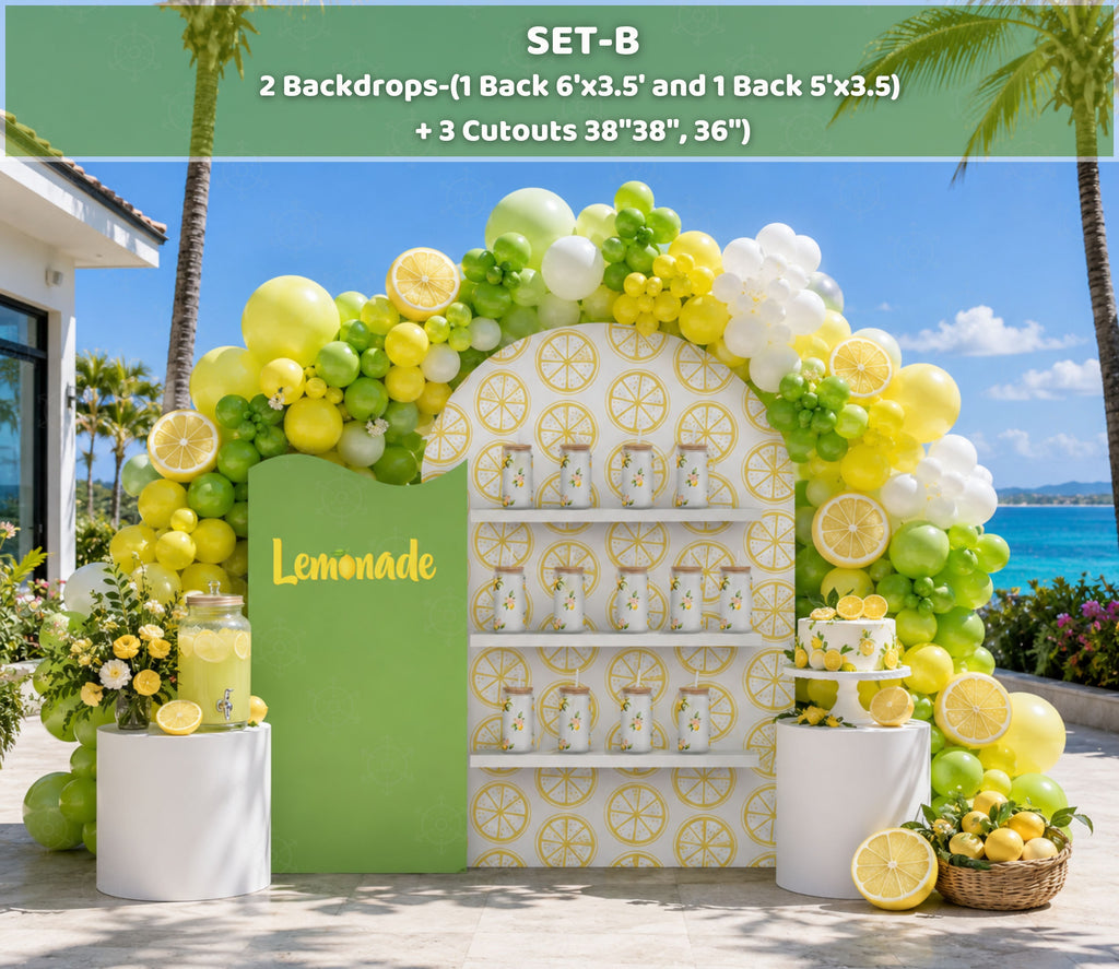 Personalized Lemon Party Decorations | Backdrop & Cutout Sets | Sweet Lemon Party Decor