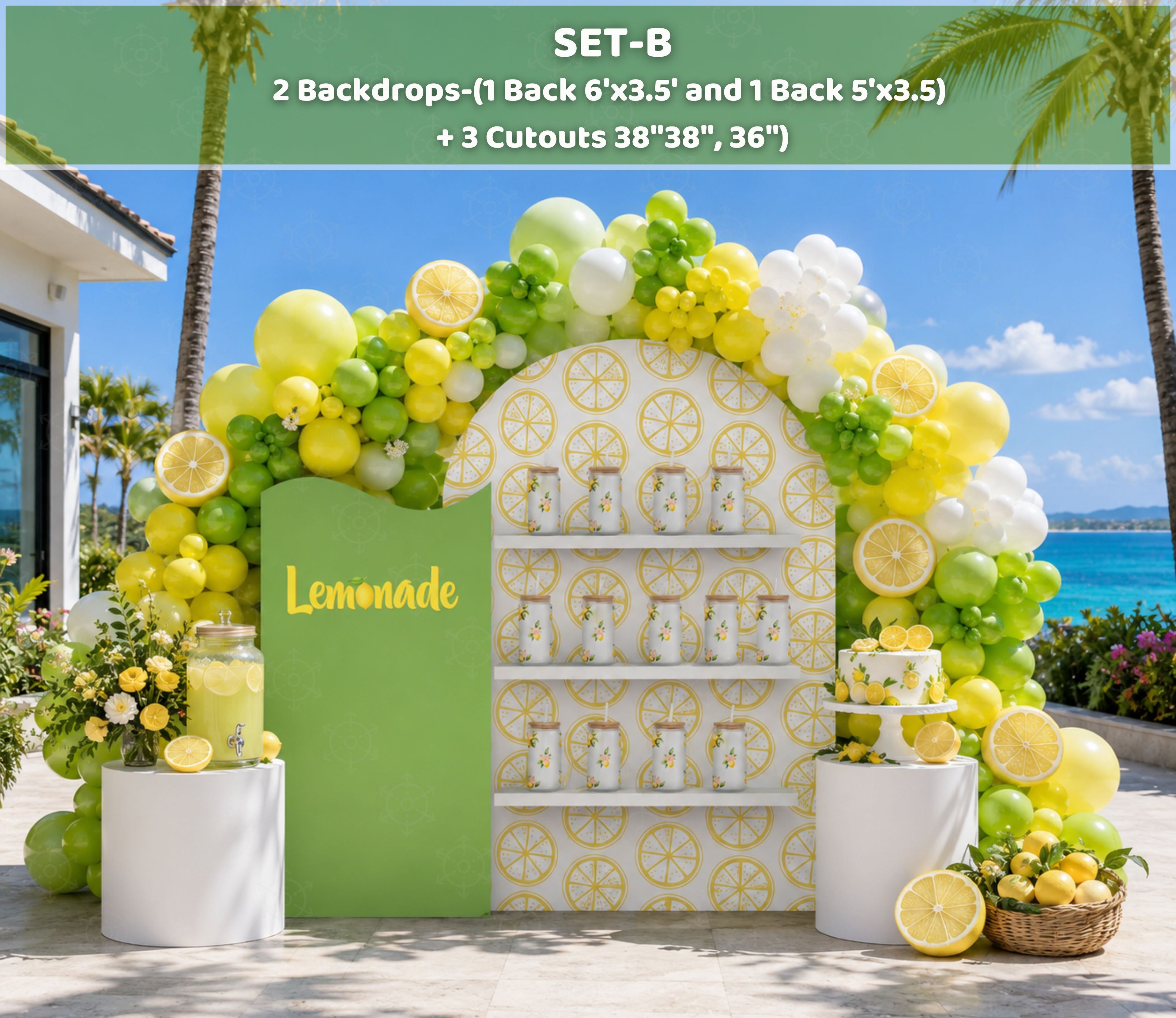 Personalized Lemon Party Decorations | Backdrop & Cutout Sets | Sweet Lemon Party Decor