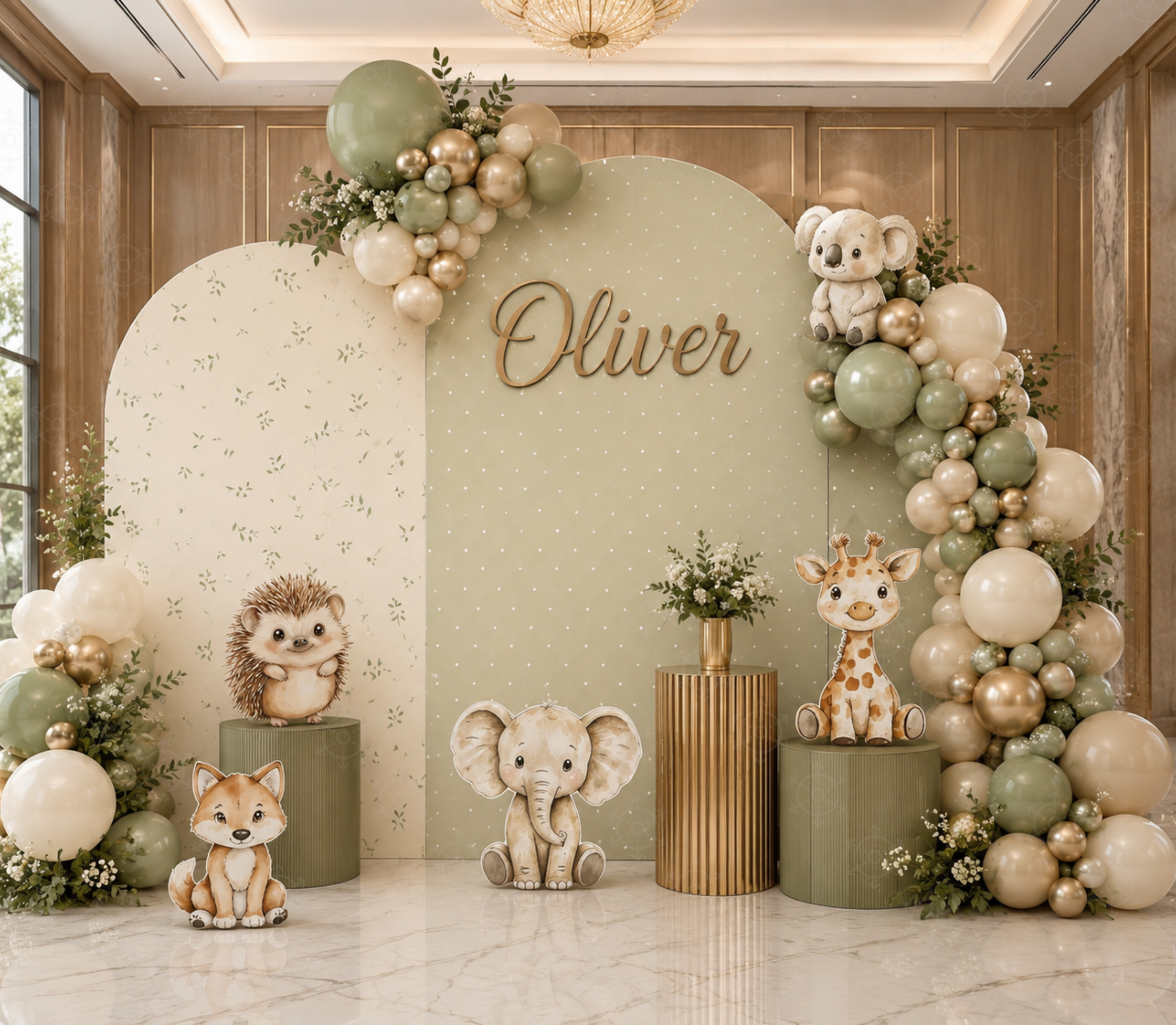 Personalized Little Animal Friends Backdrop & Cutouts | Neutral Baby Shower & First Birthday Decorations