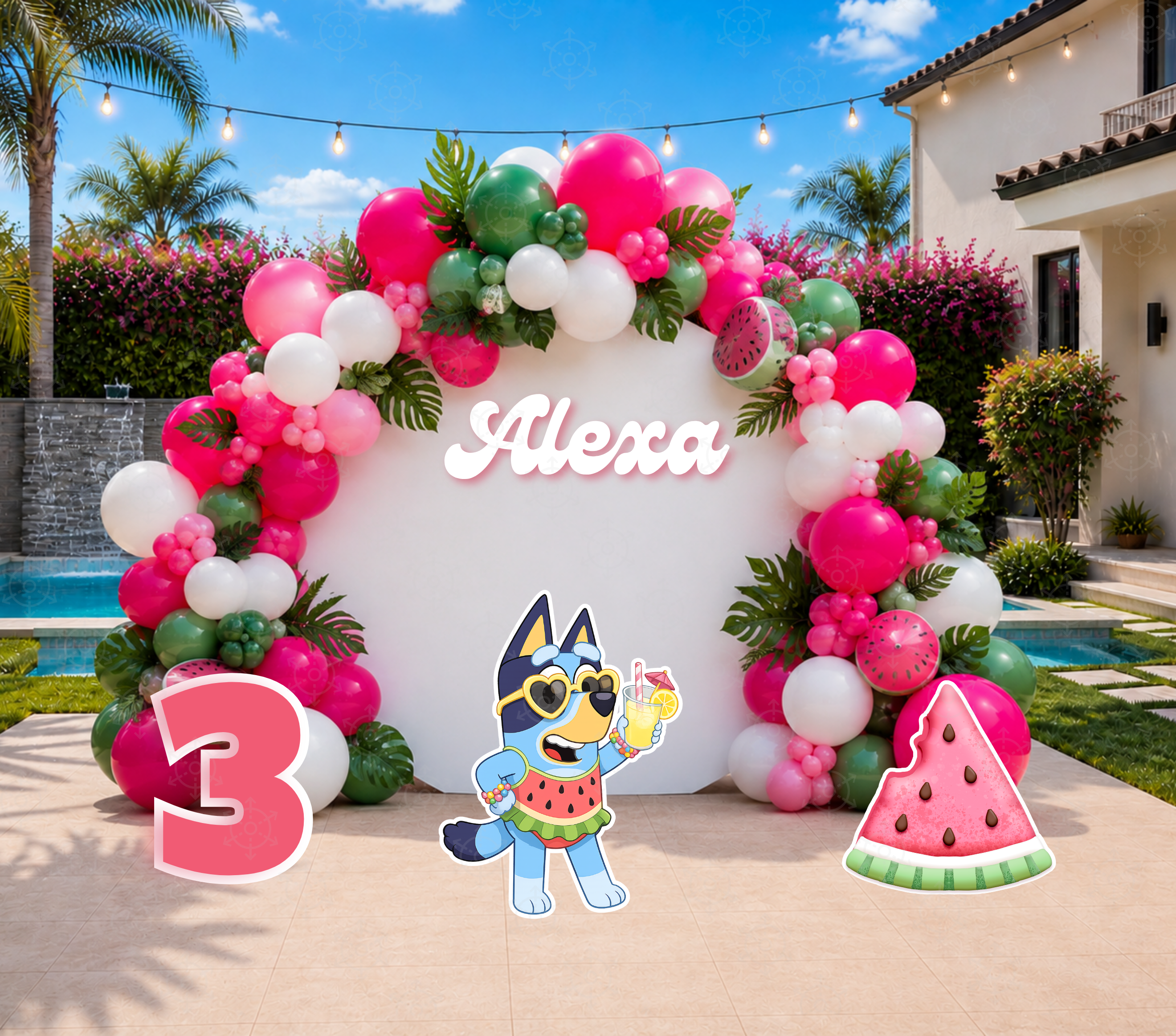 Personalized Blue Puppy Pool Party Backdrop & Cutouts | Summer Birthday Party Decorations (Copy)