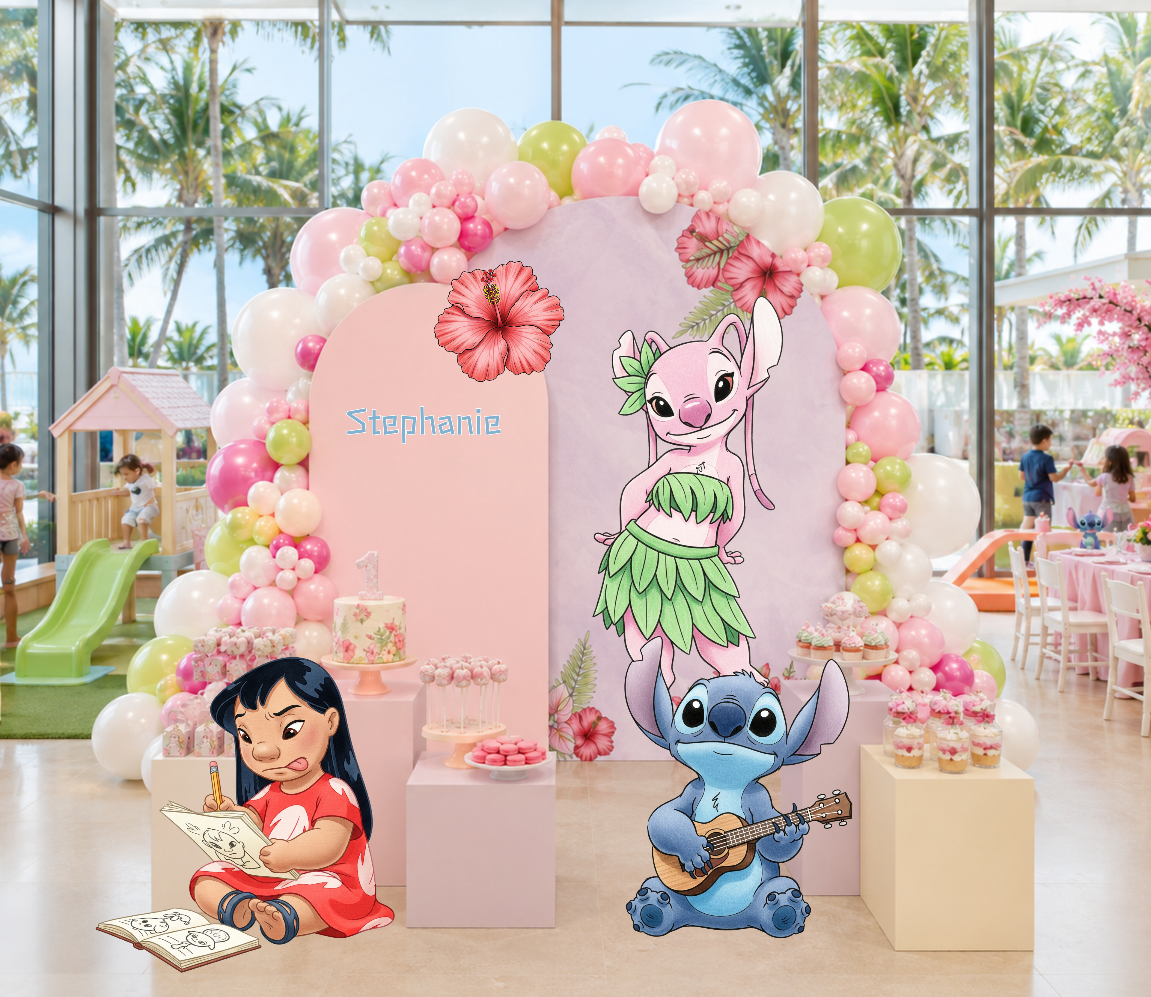 Tropical Birthday Party Backdrop | Custom Hawaiian Cutouts